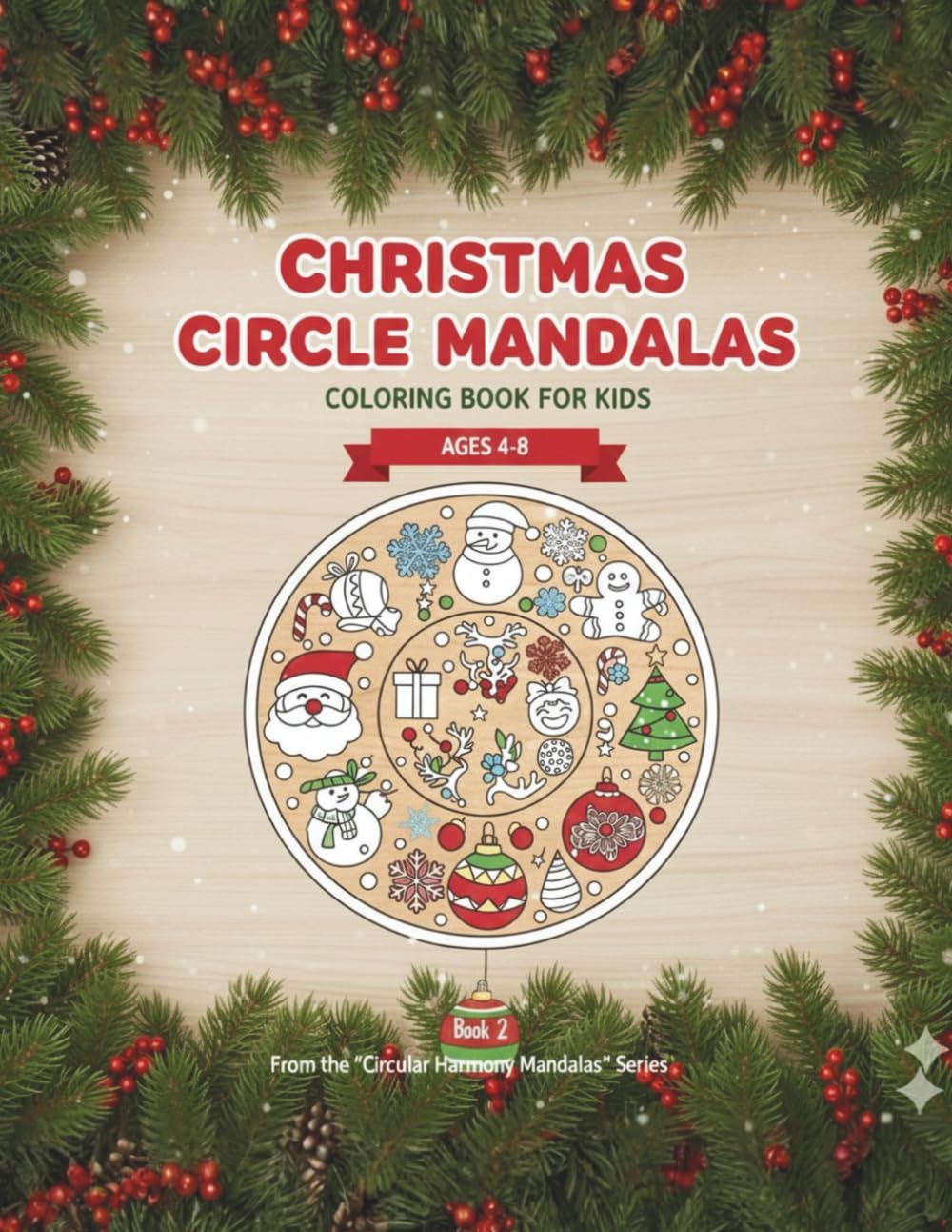 CRISTMAS CIRCLE MANDALAS COLORING BOOK FOR KIDS AGES 4-8: Fun & Easy Holiday Mandala Designs | Christmas Coloring Activity Book for Children