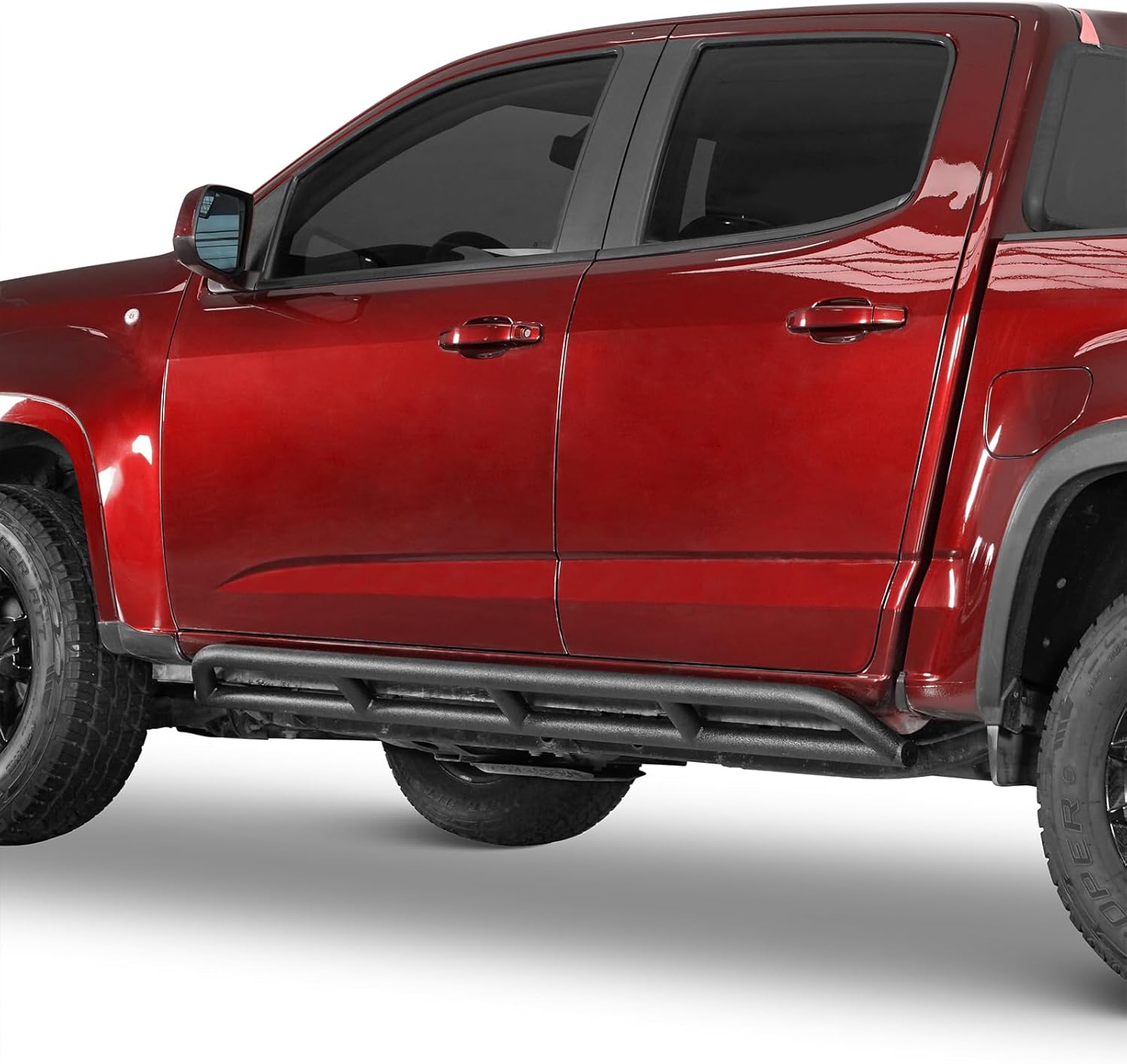 Hooke Road Colorado Rock Sliders Steel Nerf Bars Side Guards Textured Black Compatible with 2015-2026 Chevy Colorado/GMC Canyon Crew Cab Pickup Rocker Guard