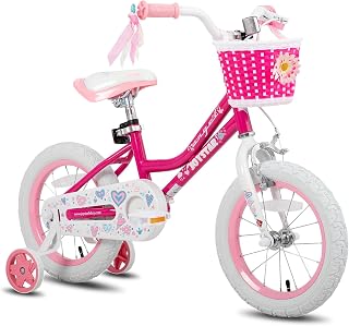 JOYSTAR Angel Girls Bike 12-20 Inch with Training Wheels, Basket & Handbrake for Kids Ages 2-13