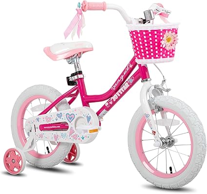 JOYSTAR Angel Girls Bike for Toddlers and Kids Ages 2-13 Years Old, 12 14 16 18 20 Inch Kids Bike with Training Wheels & Basket, 20 24 Inch Girls Bicycle with Handbrake & Kickstand