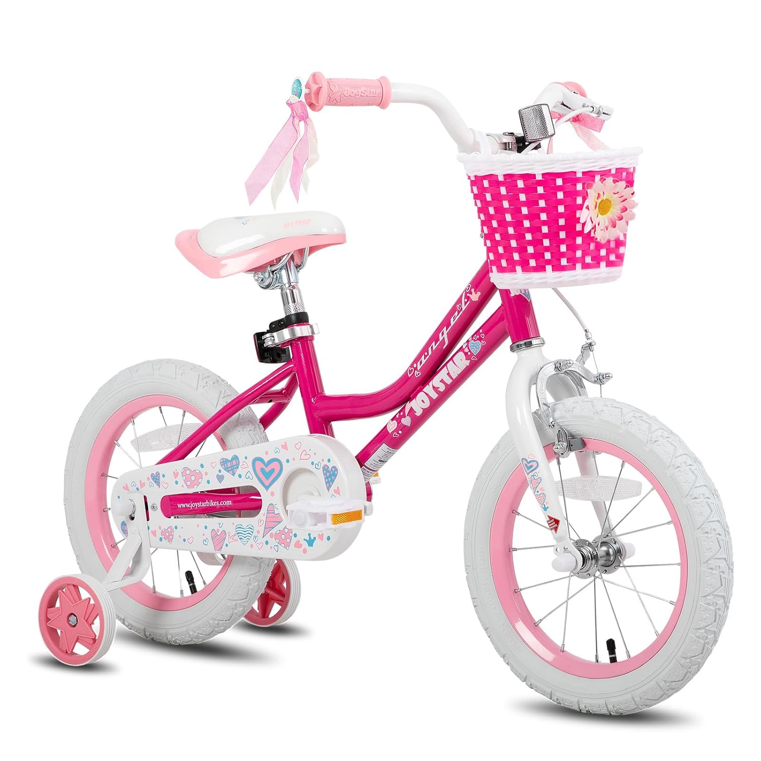 JOYSTAR Angel Girls Bike for Toddlers and Kids Ages 2-13 Years Old, 12 14 16 18 20 Inch Kids Bike with Training Wheels & Basket, 20 24 Inch Girls Bicycle with Handbrake & Kickstand