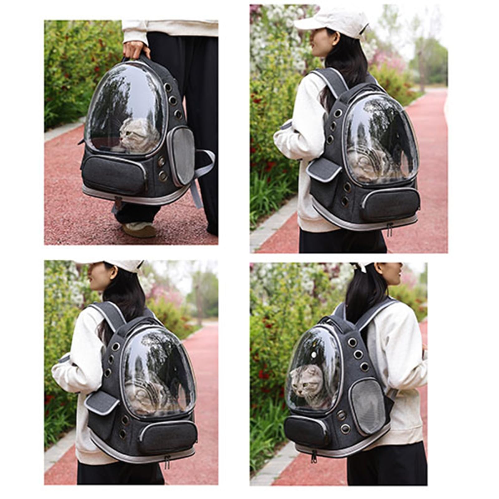 banapoy Katzen-Rucksackträger,Atmungsaktiver Großer Haustier-Rucksack mit Transparentem Fenster für Reisen,Wandern,Spazierengehen,Einkaufen,Auto, Mehrere Lüftungslöcher,Unter 6,8 Kg