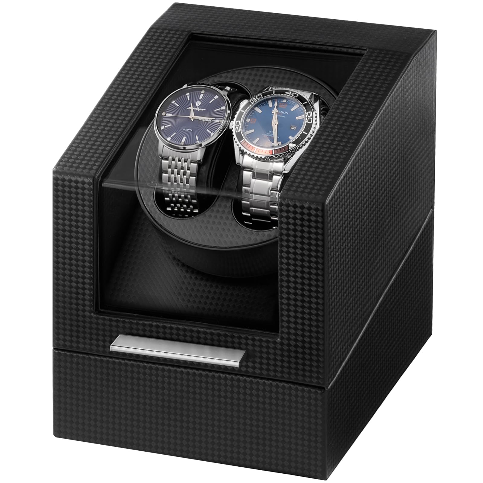 HVMBEUGOS Watch Winder for Automatic Watches, Single Automatic Watch Winder Rotator Shaker Box with Quiet Motor and Flexible Pillow, Rotating Watches Case Gifts for Men Women -2 Slot