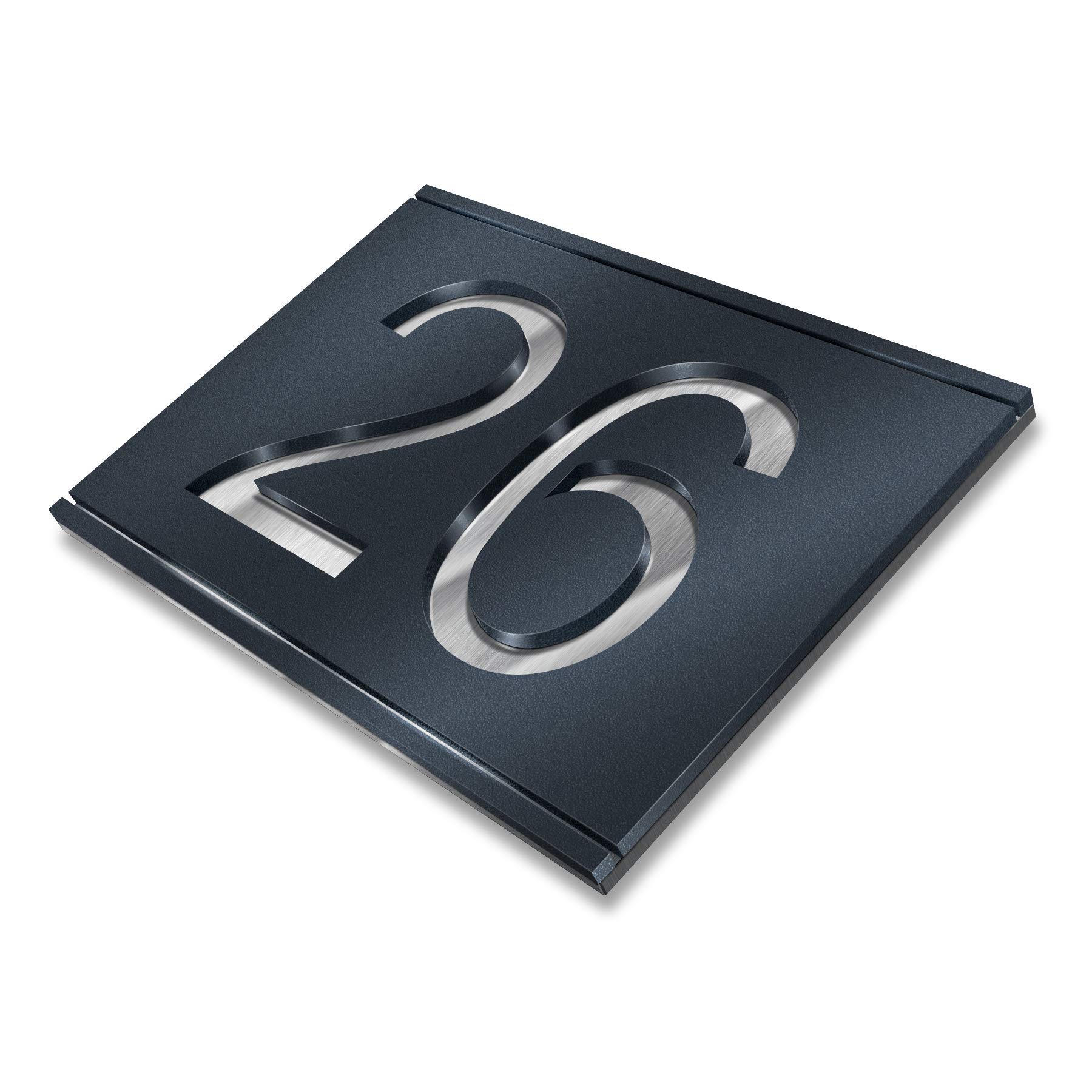 Metzler Hausnummer aus V2A Edelstahl, individuelles Hausnummernschild in Anthrazit RAL 7016 mit ausgelaserter Hausnummer. Rostfrei, 3D-Effekt, inkl. Beschriftung, Made in Germany, Größe: 21,5 x 15 cm