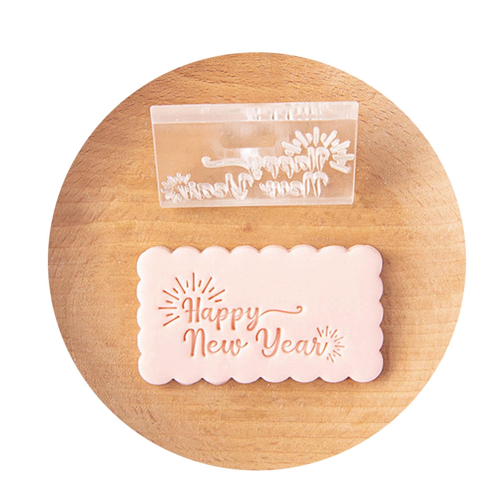 MALSSE Clear Pattern New Year Fondant Molds New Year Treats Creating Letter Embosser Ideal for Beginner and Experts Family Baking Fun