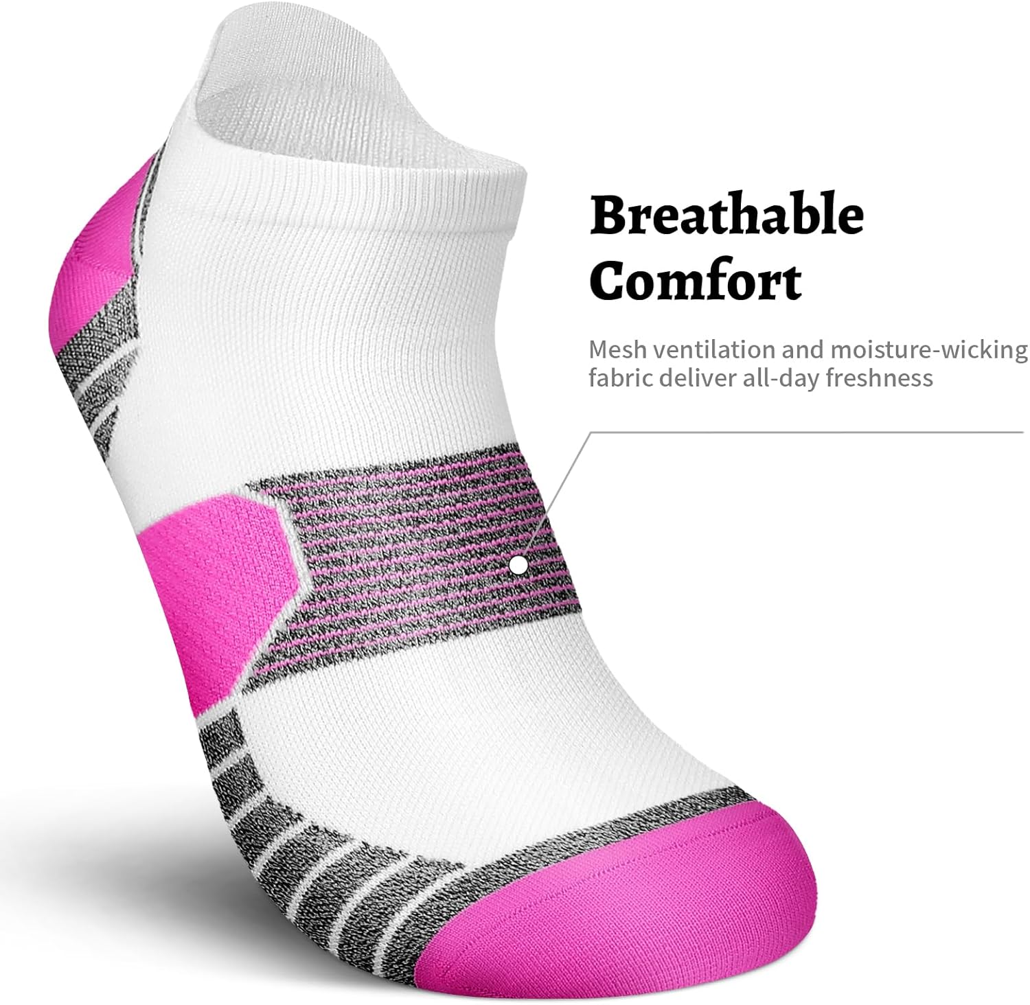 PAPLUS Compression Running Socks Women (6 Pairs), Ankle Athletic Socks Low Cut with Arch Support - Image 6