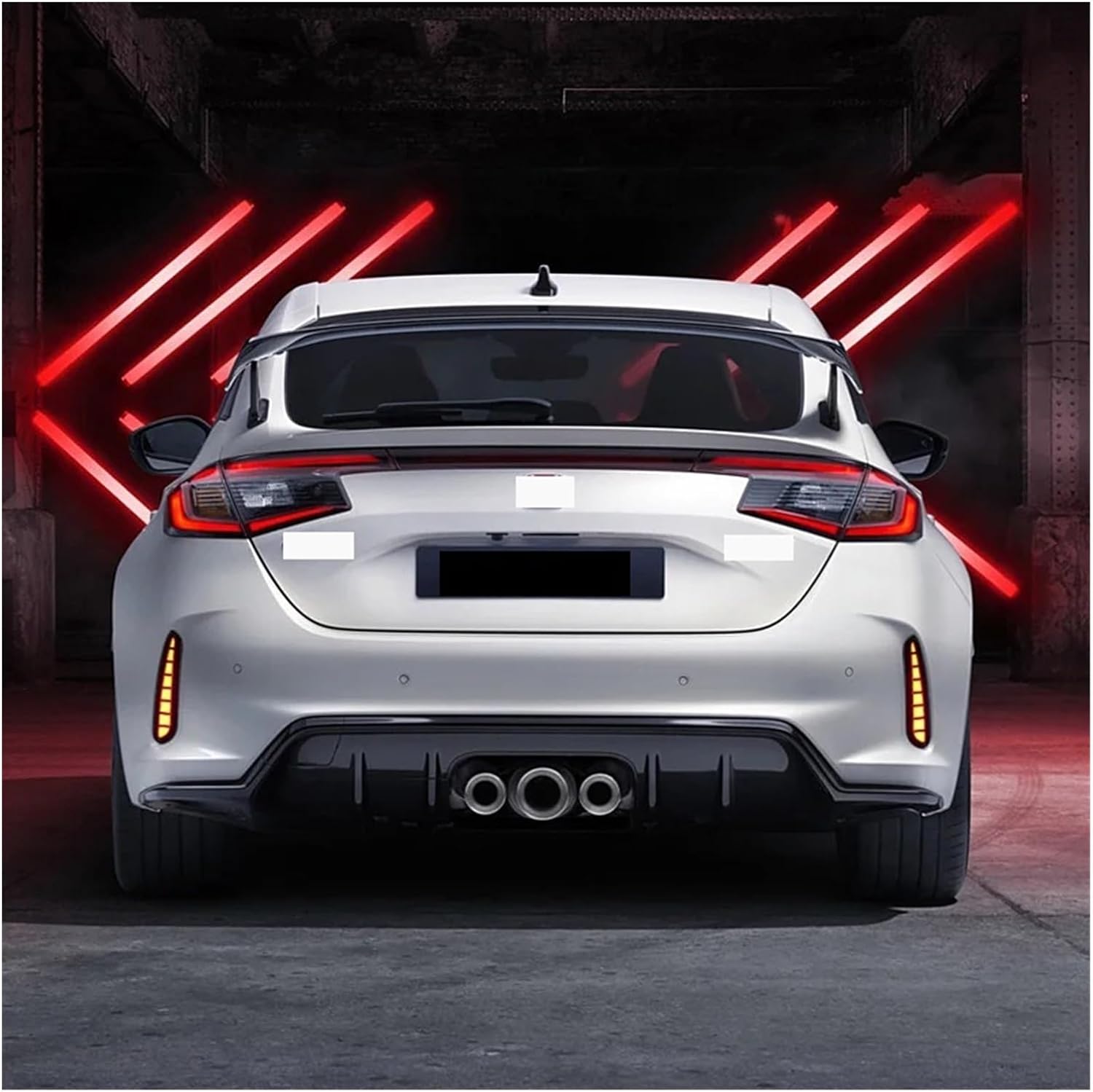 Compatible For Honda Civic Type R 2023 2024 Car LED Rear Bumper Reflector Signal Lamp Backup Running Light Brake Indicators Auto Accessory(Model D)