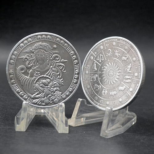 Miniatura 6 de Moneda creativa de doce constelaciones del zodiaco, monedas conmemorativas de plata antigua, decoración del hogar, manualidades, colección de arte,