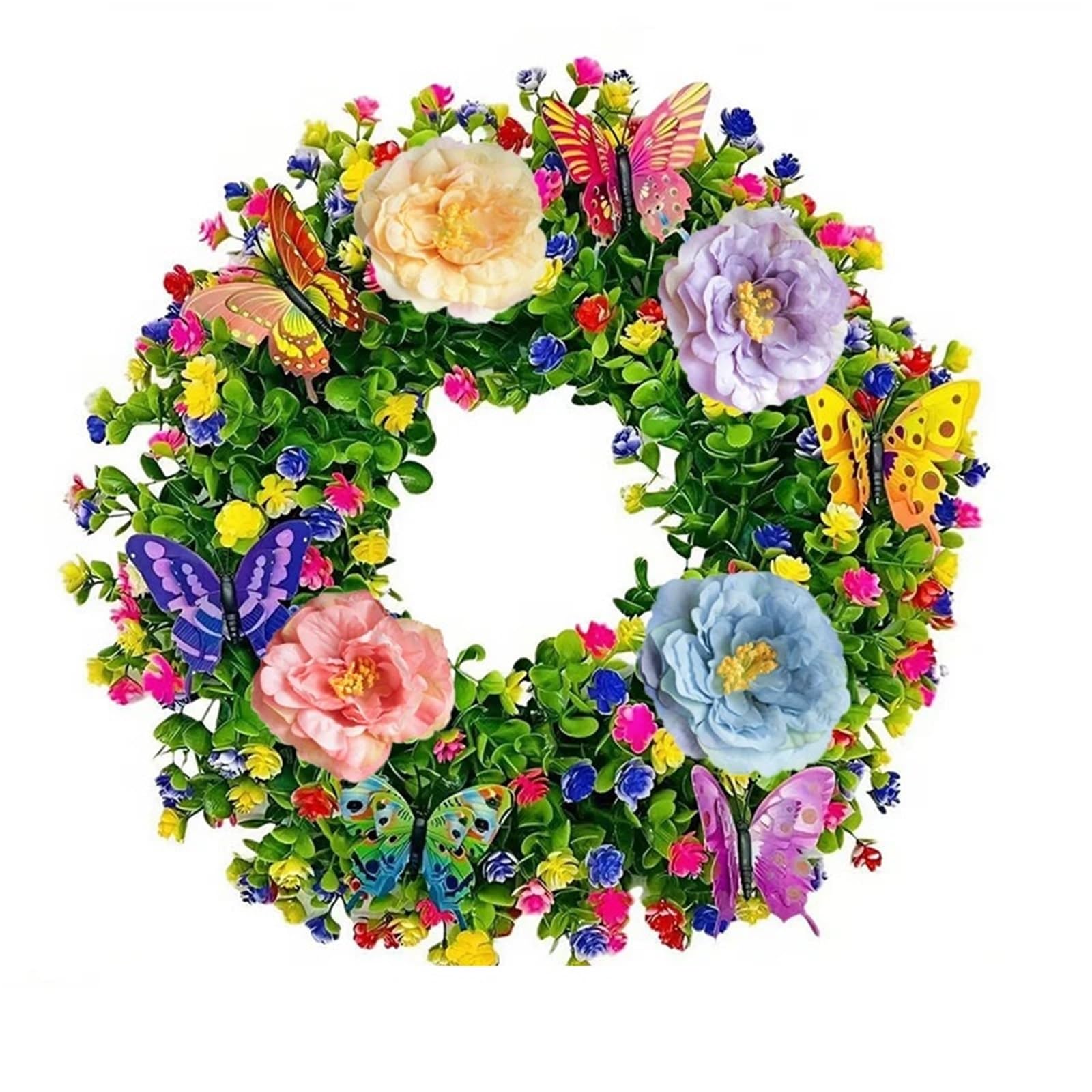 Luysgbxr Color04 Wreaths Wreath Artificial Flower Garland Eucalyptus Butterfly Summer Spring Decoration Door Living Room Home Decor Garden Patio Wall(Color04)