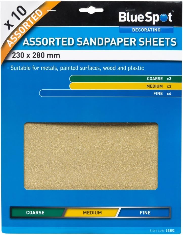 Blue Spot 19852 Assorted Sandpaper (10 Pieces)