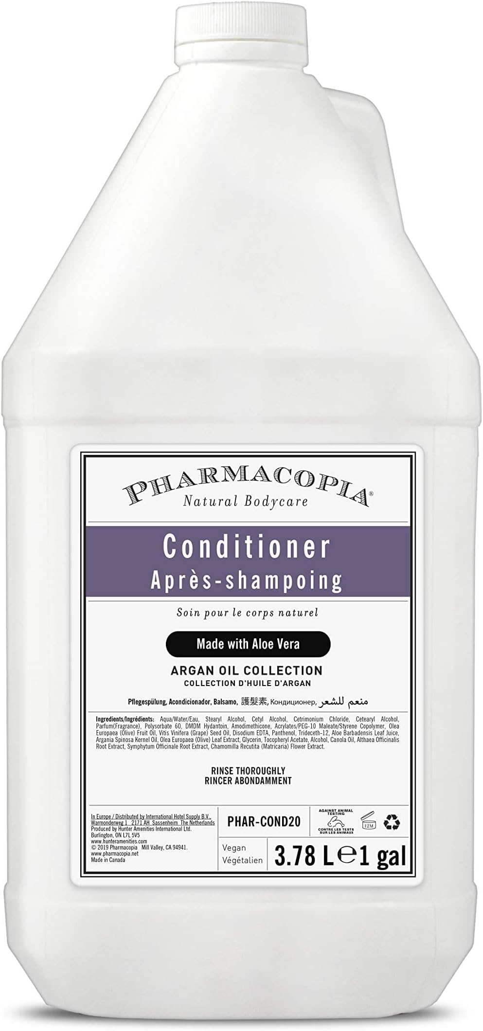 Hotel Argan Oil Conditioner - Natural Hydrating, Vegan & Cruelty-Free Hair Care with Aloe Vera, Olive Leaf Extract and Chamomile for Dry Hair and Detangling, for Men and Women, 128 oz