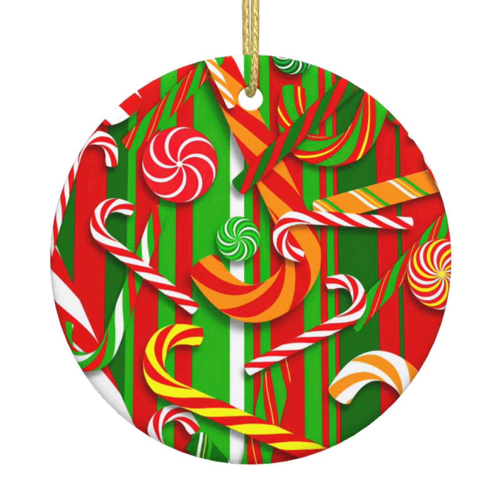 Merry Christmas. Print Christmas Ornaments, Ceramic Hanging Ornament, Round Shape Decorations