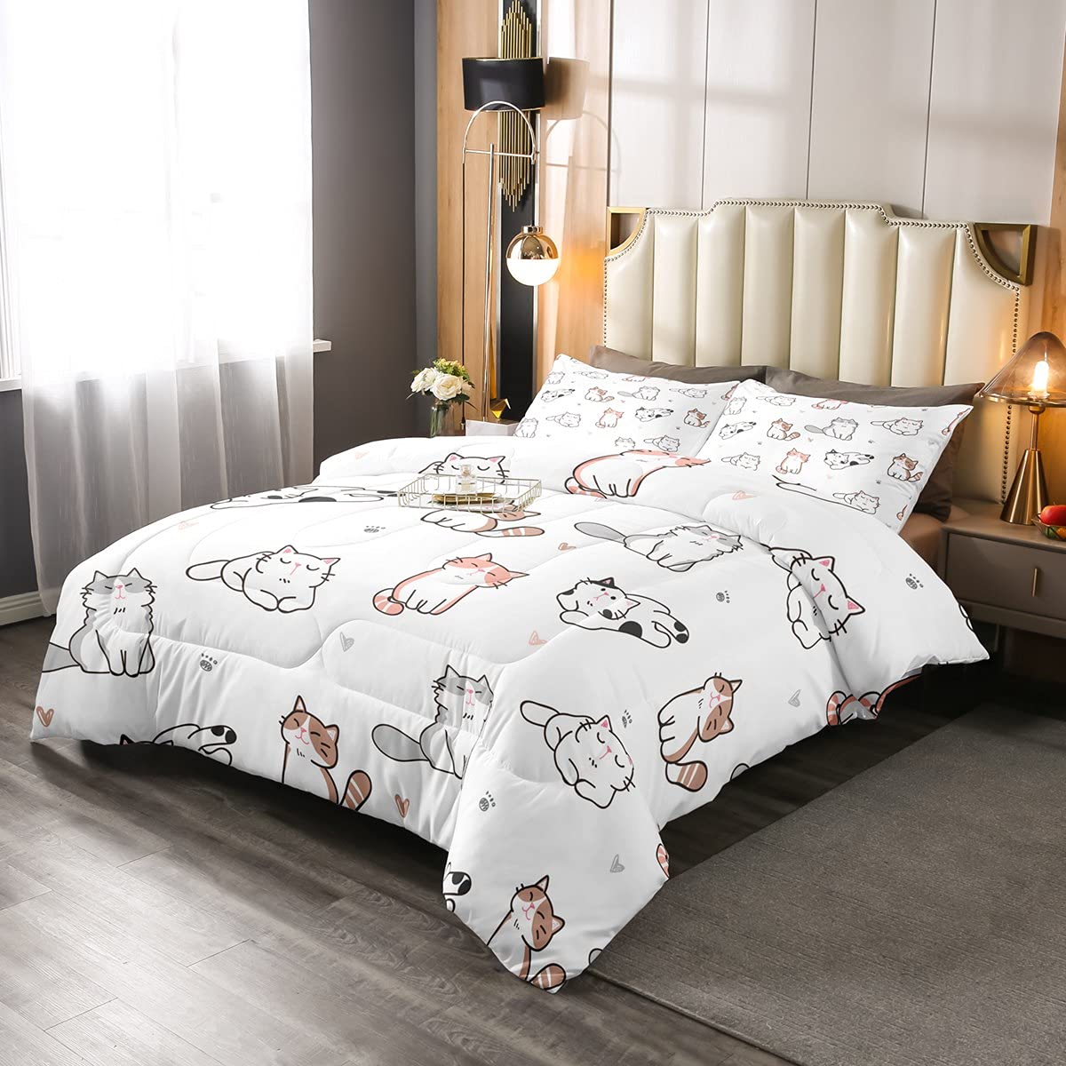 Copripiumino Gattino Kawaii - Set Biancheria Letto Singolo, Microfibra, Reversibile - Foto 11