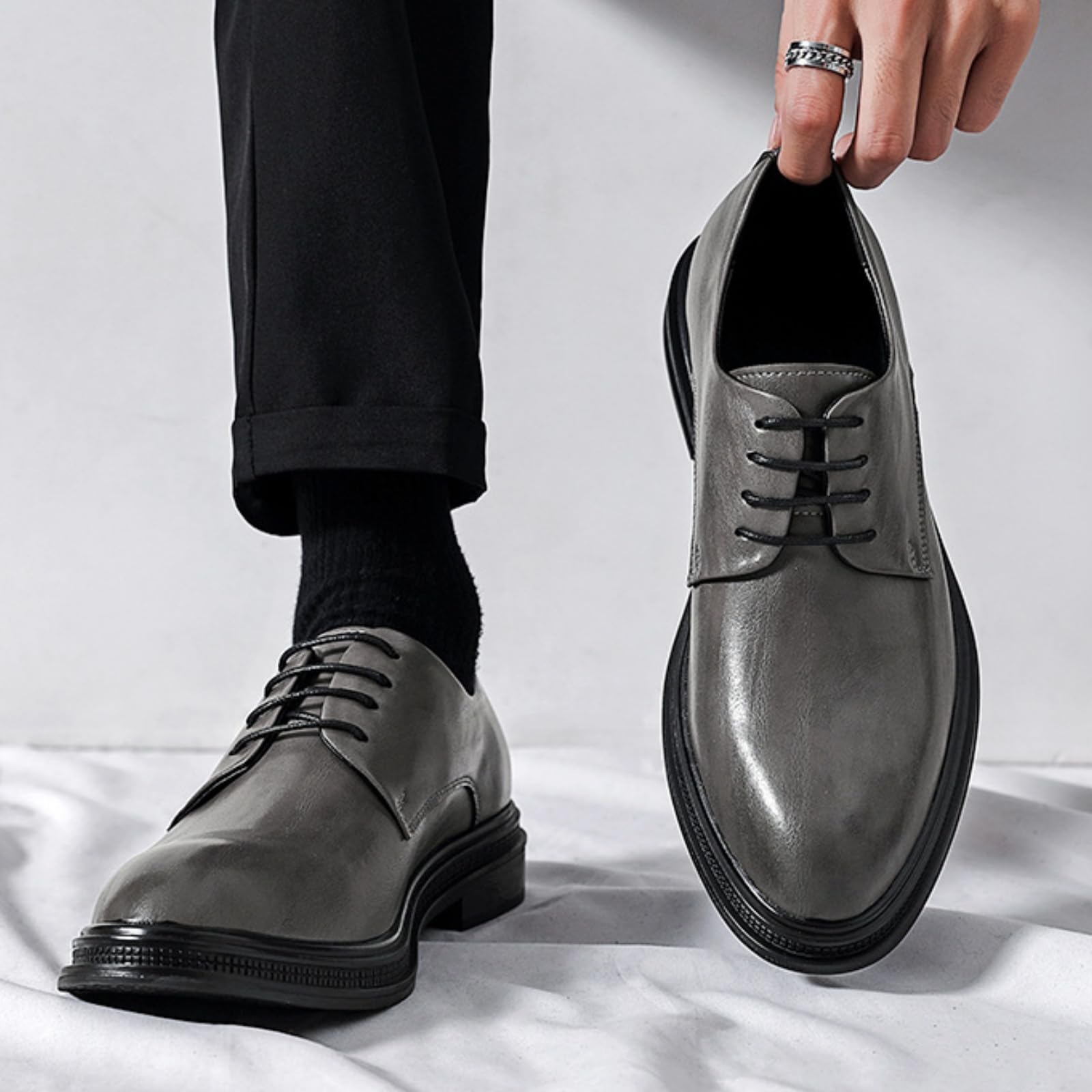 Hixingo Zapatos de Vestir Hombre Sin Cordones, 38-44 EU Zapatos de Cuero Modernos Zapatillas Vestir Hombre Verano Antideslizante Suela de Goma para Negocios, Bodas