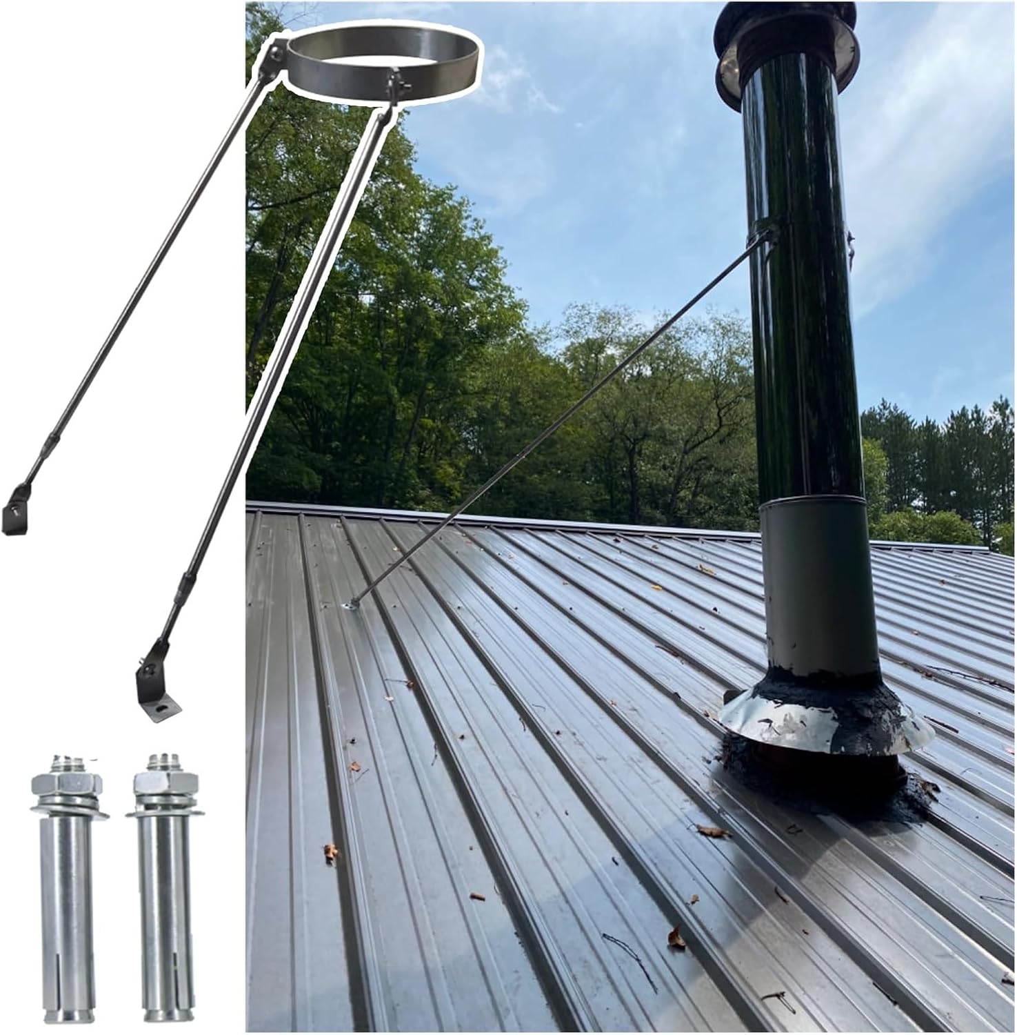 Stainless Steel Chimney Bracket - Durable Roof Stove Pipe Support, Secure Outdoor Installation, Heavy-Duty Fixing Solution for Maximum Stability