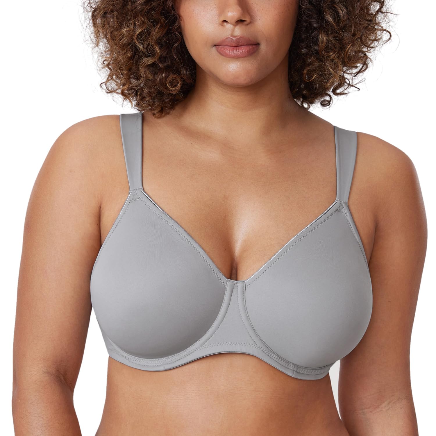 DELIMIRA Damen T-Shirt Minimizer BH mit Bügel Große Größen Ohne Gepolstert Quantengrau 75C