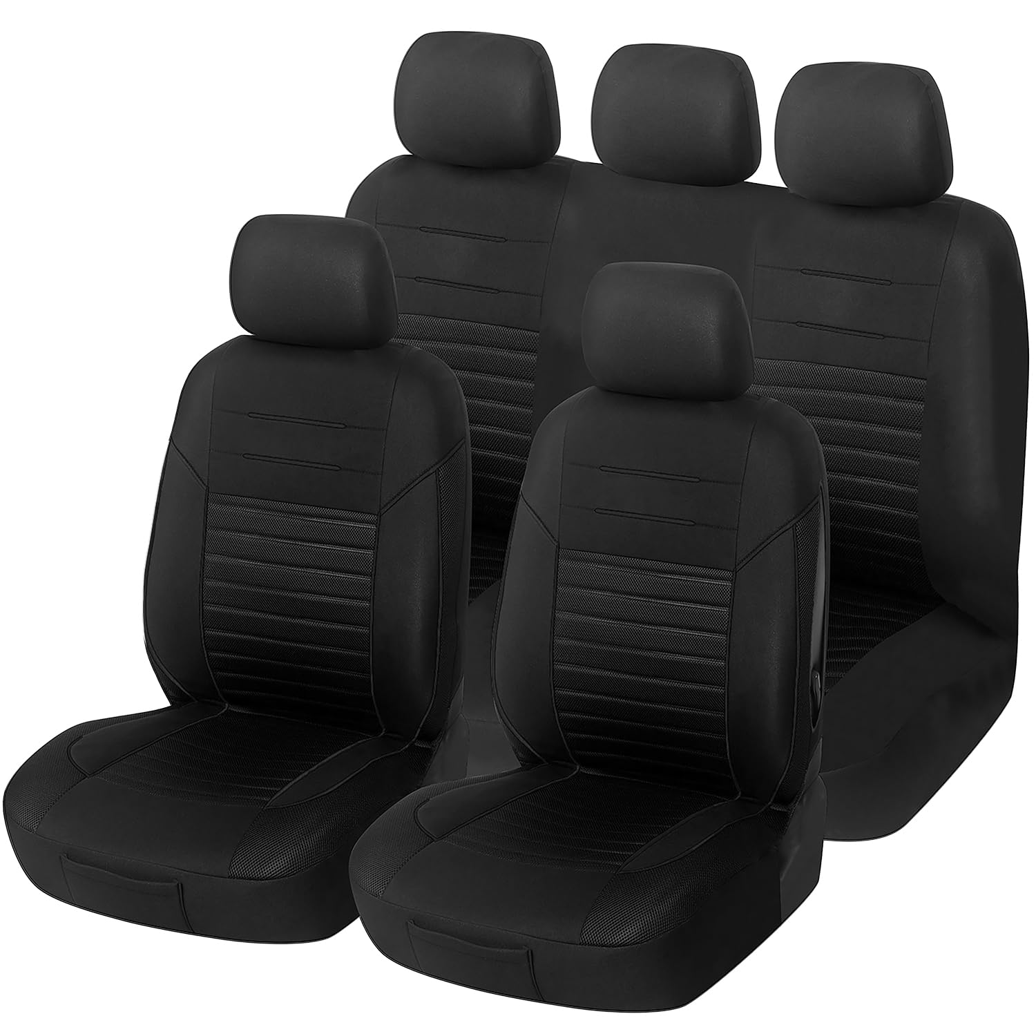 Upgrade4cars Fundas Asientos Coche Universales Negro | Cubre Universal | Protector de Asiento Delantero para Delantero y Trasero | Accesorios Interior Decoracion