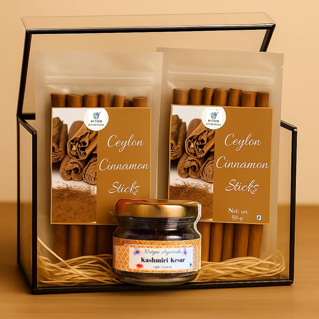 Premium Festive Gift Hamper – 2 Packs of Ceylon Cinnamon Sticks (50g each) + 1 Jar Kashmiri Kesar | Gourmet Spice Combo | Authentic Sri Lankan Cinnamon & Pure Saffron-image-16