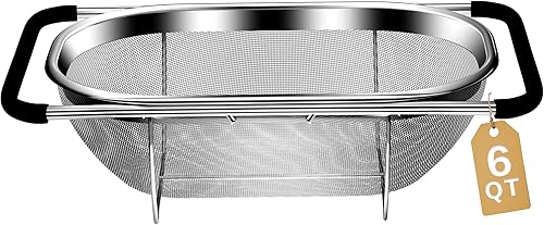 Miniatura 11 de Coladores de acero inoxidable con tazón para mezclar, colador y colador de 2.0 cuartos de galón y 2.0 cuartos de galón con asa, cuenco de cocina