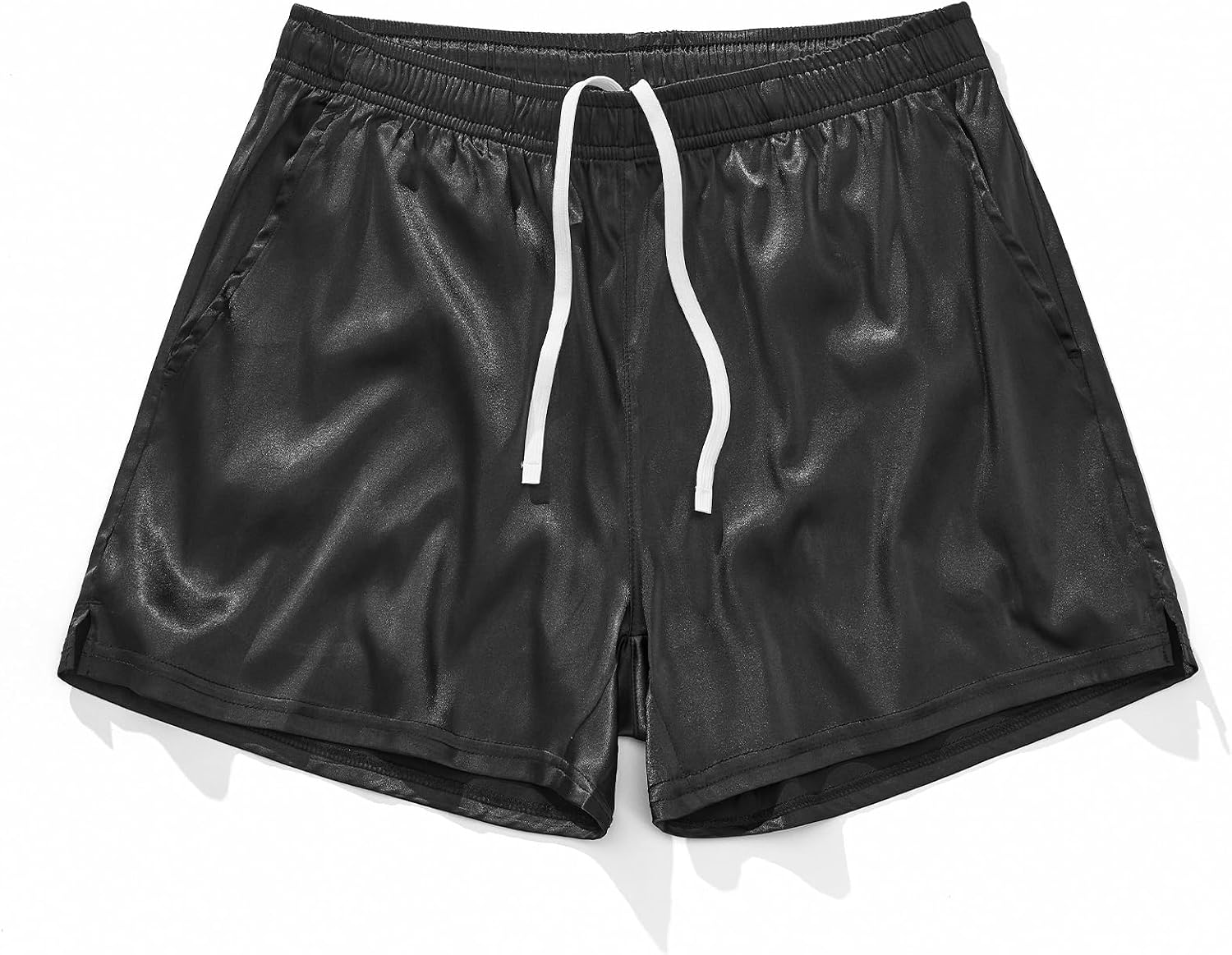 AIMPACT Men's Satin Sleep Shorts 4" Inseam Silky Lounge Pajama with Pockets
