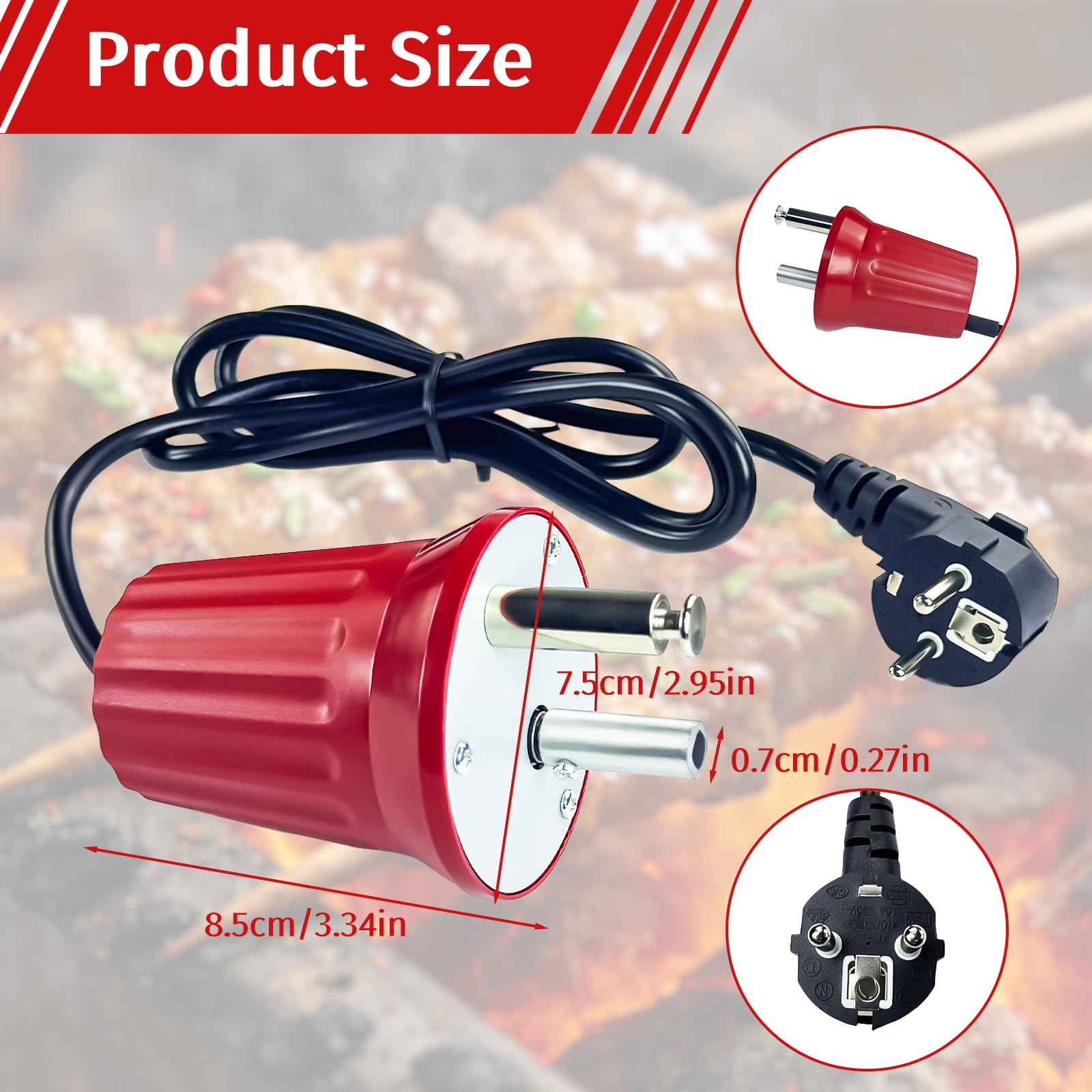 Moteur Tourne Broche de Barbecue, 220V-240V Moteur de Grill ExtéRieur Portables Accessoire pour Support de RôTi de Barbecue pour Viandes RôTies Cochon de Lait RôTi Pique-Nique