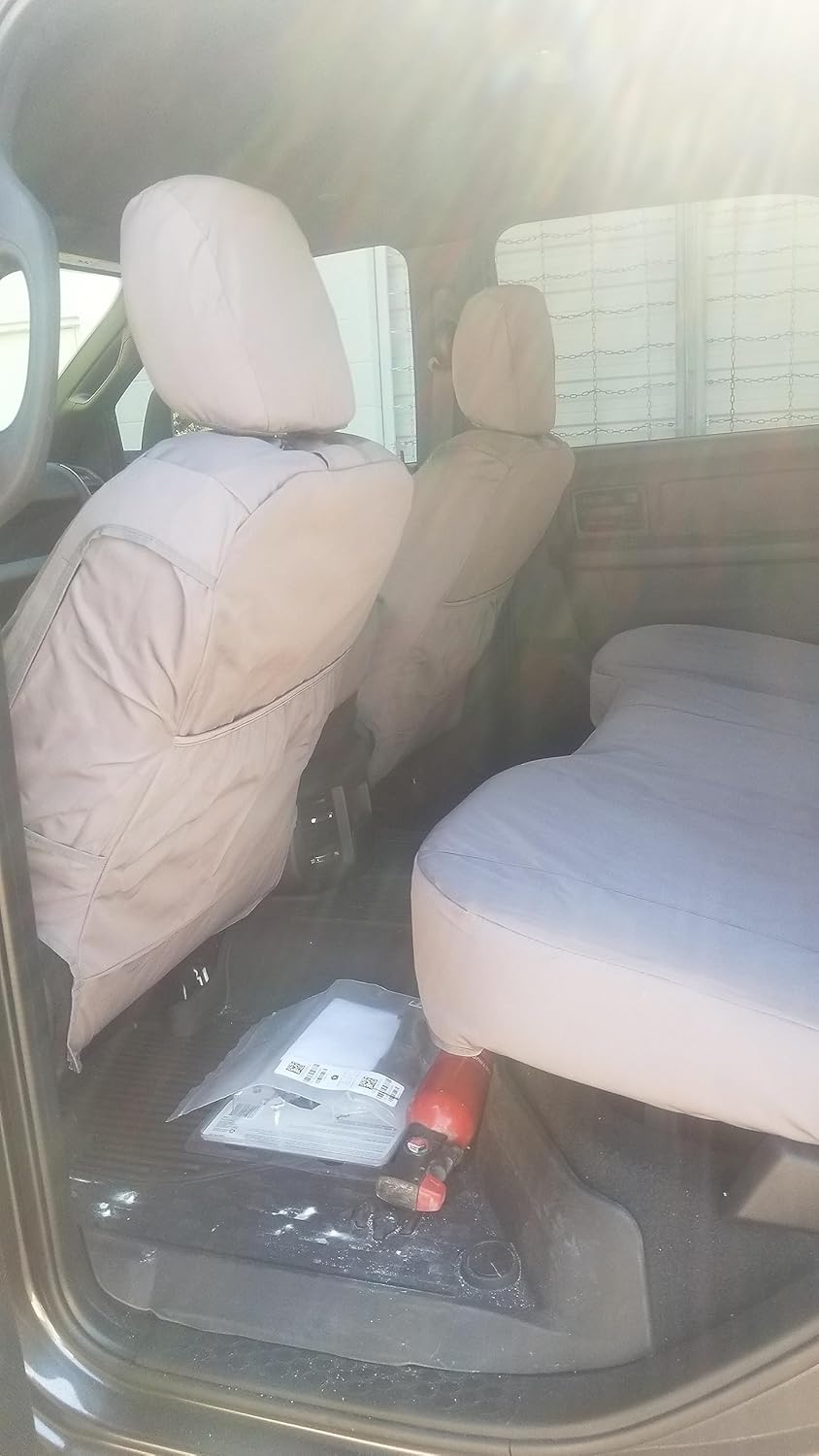 Durafit Seat Covers Made for Trucks | Truck Seat Covers in Gray Waterproof Endura for 2013-2019 and 2020-2021 Classic Dodge Ram | Front 40/20/40 Split Bench with Opening Center Console