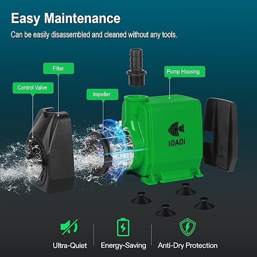 Miniatura 6 de Bomba de agua de CC de 800 GPH para acuario, pecera, fuente, estanque, estatuas e hidroponía - Bomba de retorno sumergible de alta eficiencia