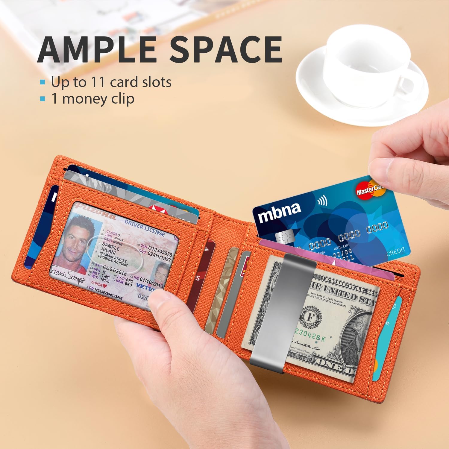 RUNBOX Slim Wallets for Men - Leather Money Clip Mens Wallet - RFID Blocking Front Pocket Bifold Wallet - Thin Credit Card Holder with Gift Box - Image 2