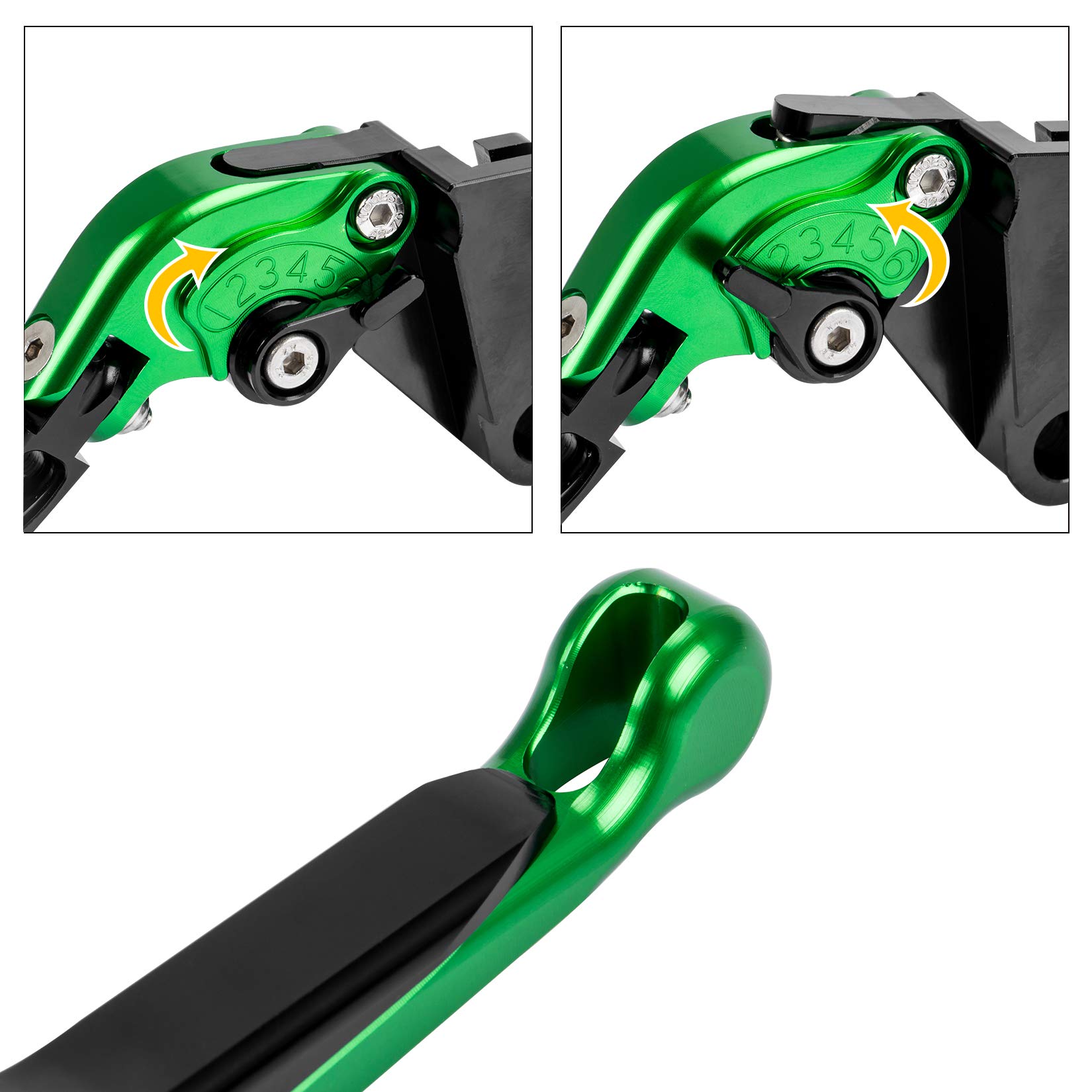 psler Leva Frizione per Leva Freno Moto, 1 Coppia di Leve Lunghezza 185 mm / 7,28 pollici Set di Leve Frizione e Freno, per Kawasaki ER-6F ER-6N 2009-2016 (Verde)