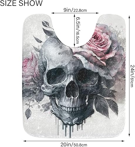 Miniatura 5 de Tapetes de baño, tapete de baño absorbente de felpa esponjosa con parte inferior antideslizante para baño, bañera y ducha, diseño de calavera con