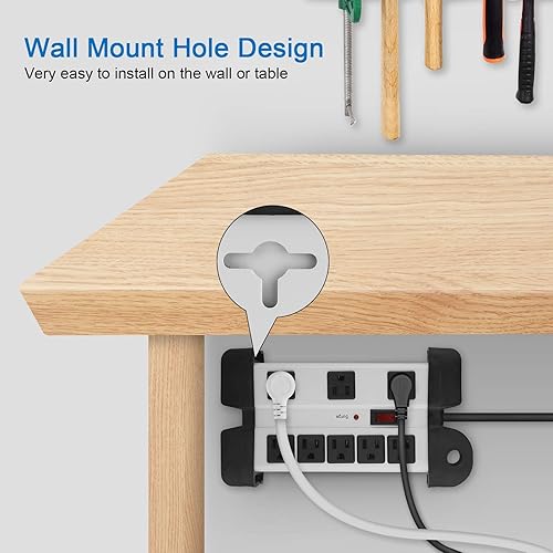 Miniatura 7 de Protector de sobretensiones resistente para electrodomésticos, regleta de alimentación de taller de 8 salidas con 1200 julios, metal con cable de