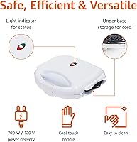 Vista 2 de Yaxa Basics Wafflera, Sandwichera y Parrilla 3 en 1 Blanca, 700W