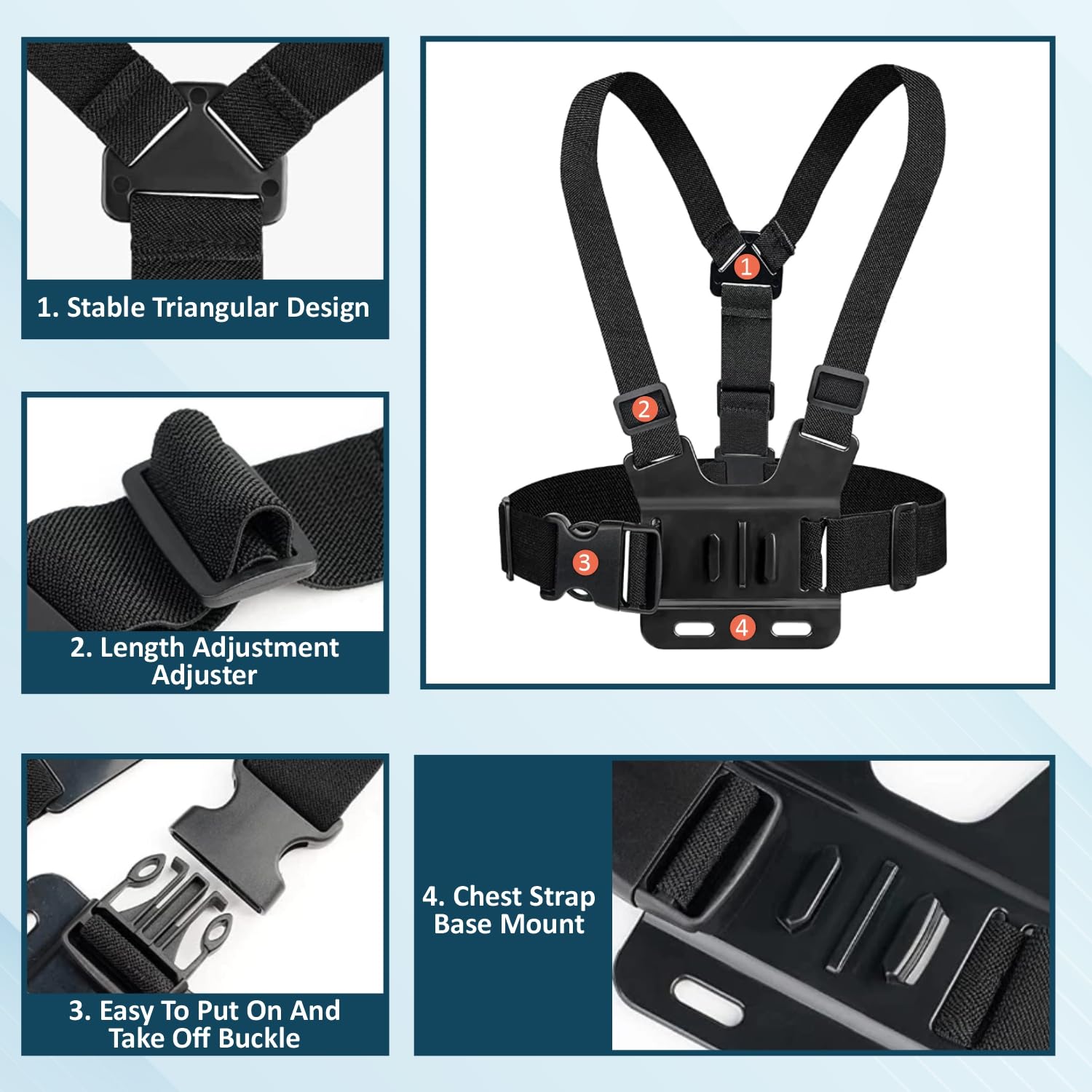 TECHONTO® Adjustable Chest Strap Mount with Mobile Holder Clip & Screw Compatible with All Smartphones Body Belt Harness for GoPro Hero, SJCAM, Yi & Other Action Cameras Hands-Free Mount – Black 2