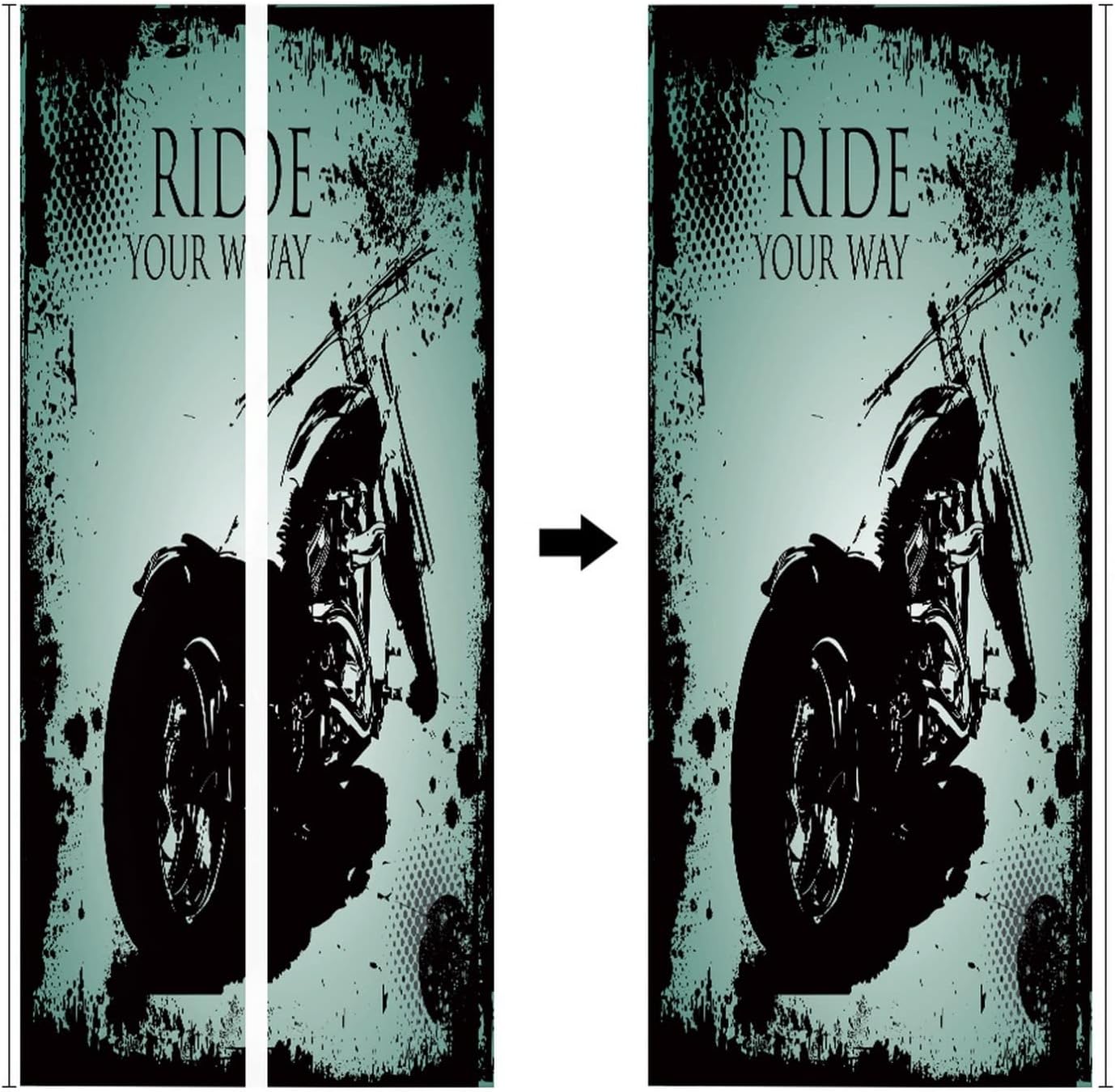 A.Monamour 3D Door Stickers for Interior Doors Retro Motorcycle Grunge Background Vinyl Removable Self Adhesive Door Poster Wallpaper Mural Decals for Bedroom Office Bathroom