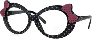Womens Clear Lens Glasses Polka Dot Ribbon Bow Cute Oval Frame Eyeglasses