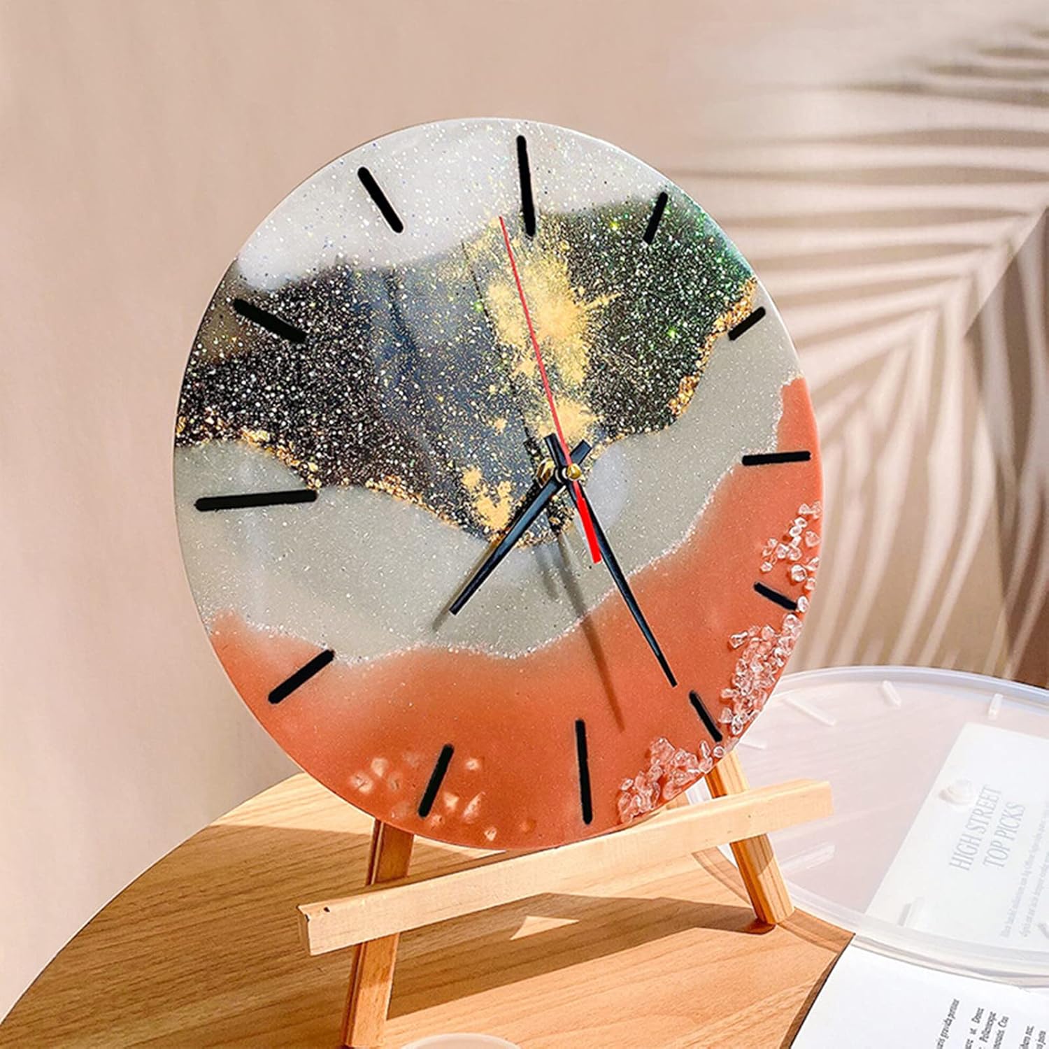 2pcs Clock Resin Molds Large, 14'' Roman Numerals Silicone Clock Molds with Movement, Clock Mold for Epoxy Resin Casting, Silicone Resin Mold Kit for Wall Home Decor