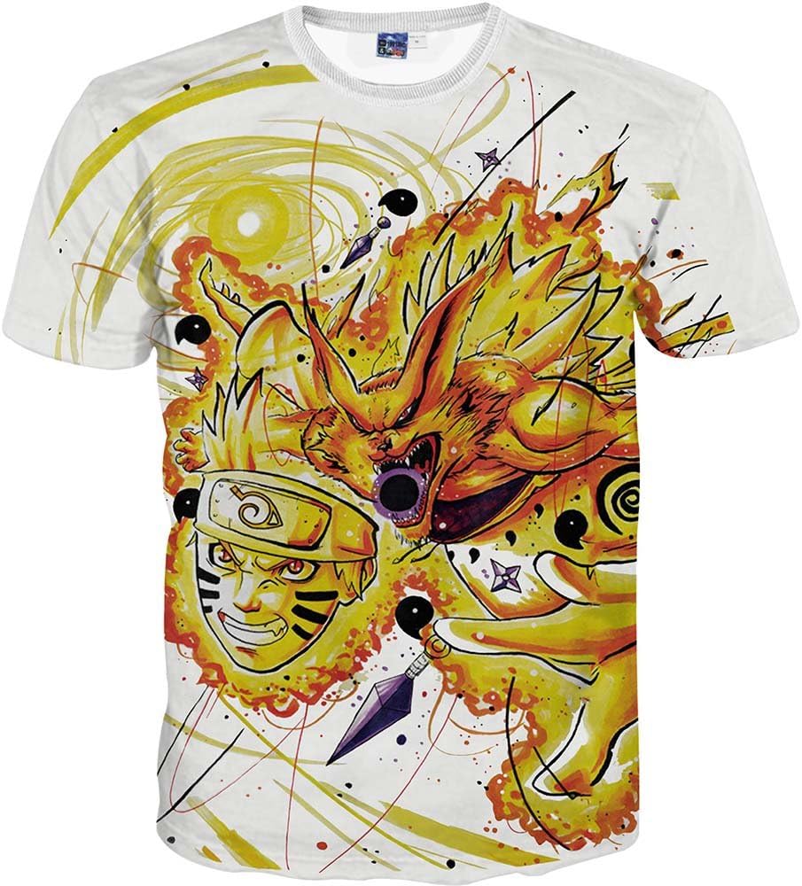 Nemolemon Men's Fashion 3D Print Uzumaki Naruto Casual Cartoon T-Shirts