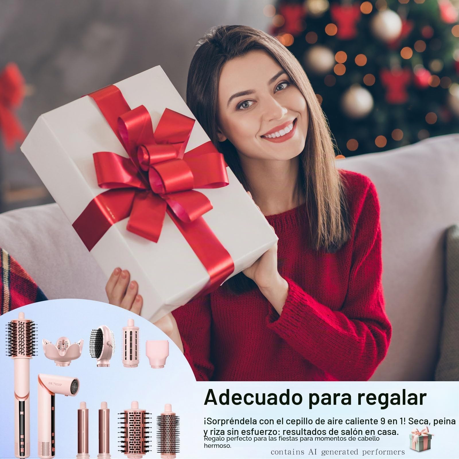 Dryhsip Cepillo Secador 9 en 1, Rizador Automático, Moldeador Flexible, Herramienta de Peluquería para Ondas y Alisado