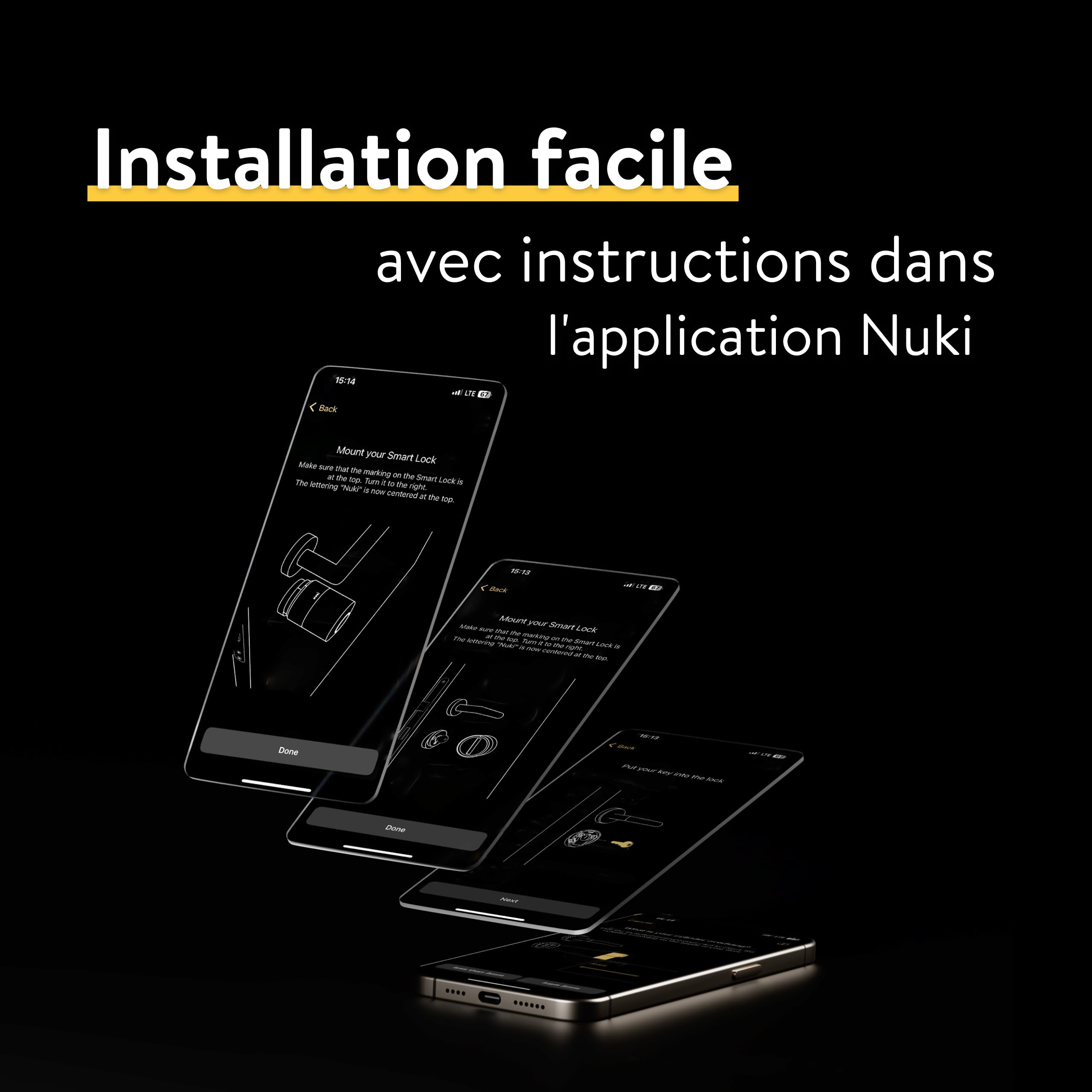Nuki Smart Lock Pro avec Bluetooth, WiFi & Matter, Intégration maison connectée facile, Serrure électronique pour verrouillage distant, facile à installer en rétrofit sans changer de cylindre