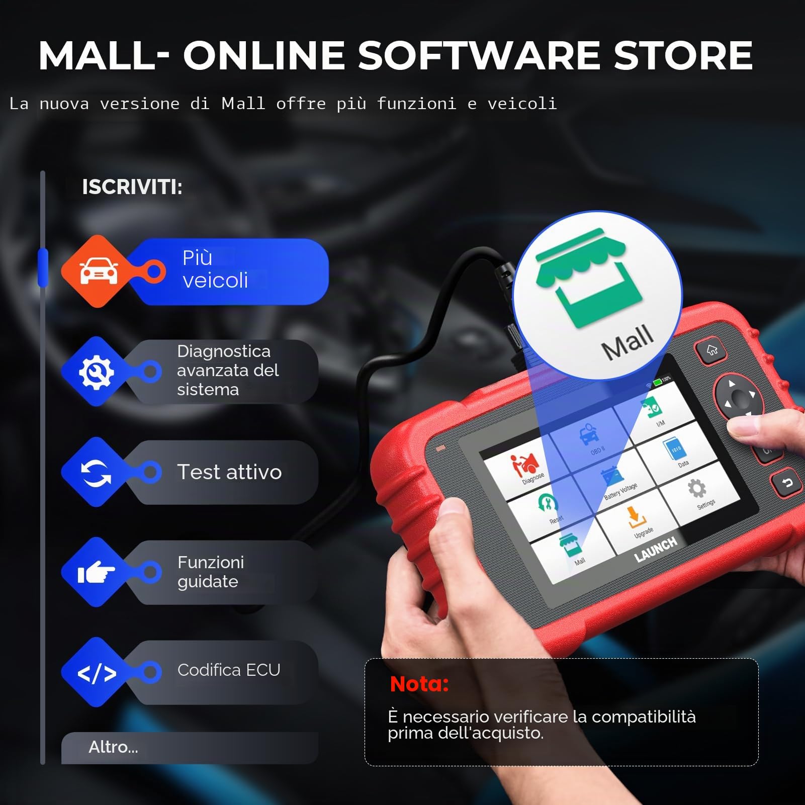 LAUNCH CRP129X Plus Diagnostico OBD2 Professionale: Scanner Strumento Completo con 8 Funzioni di Reset (Iniettore/Valvola a Farfalla/Freno/TPMS) e Riconoscimento VIN Automatico | Diagnosi professionale del sistema completo, 8 reset, VIN automatico, ampia