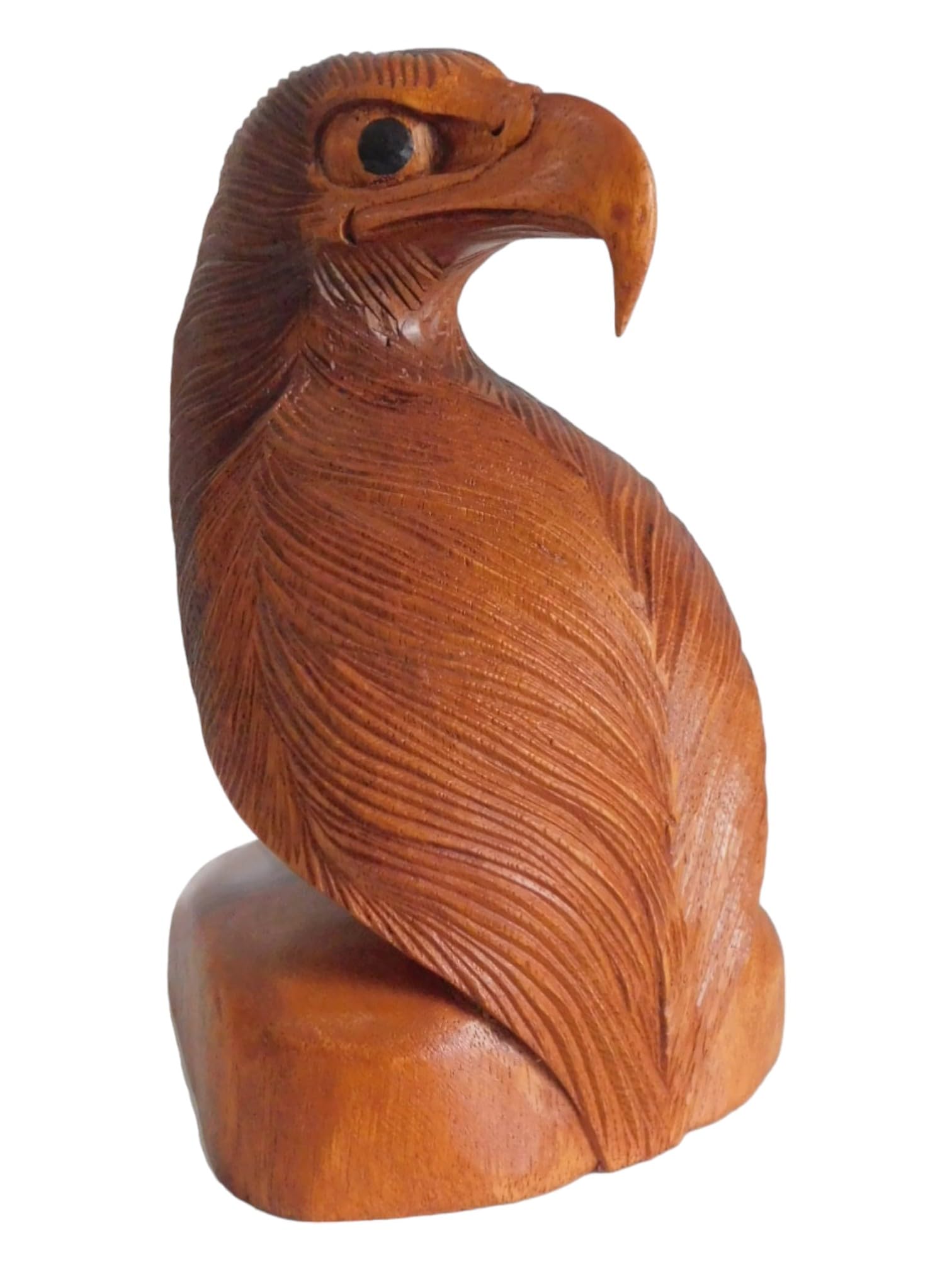 Brave Wings Hand Carved Wooden Eagle ~ Eagle Head Bust 21.5Cm High ~ Ornament Sculpture Figurine Statue Unique Table Decoration Home Decor ~ 5054