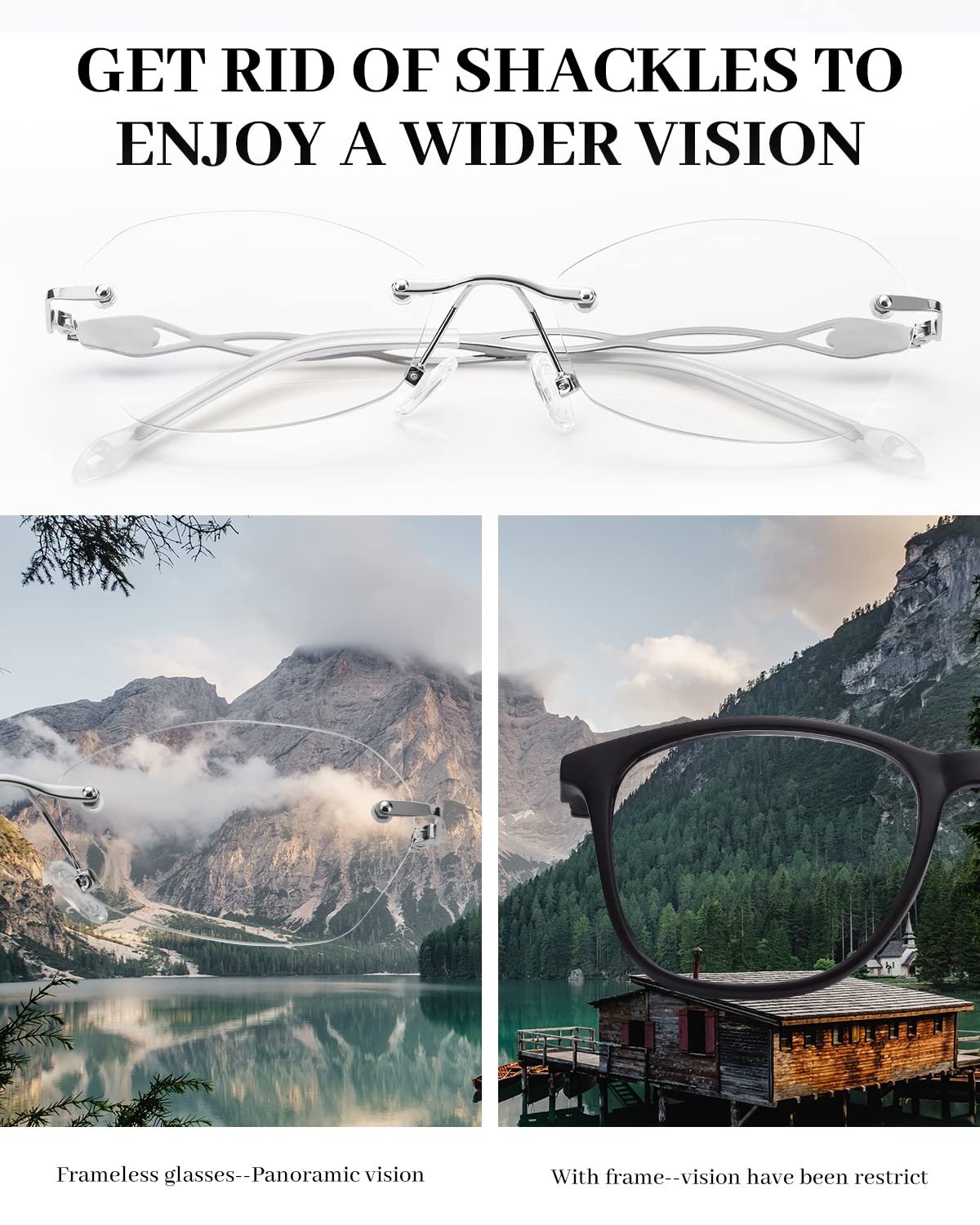 LUFF Rimless Reading Glasses for women men Blue light blocking lightweight metal classic computer readers Anti Eyestrain - Image 3