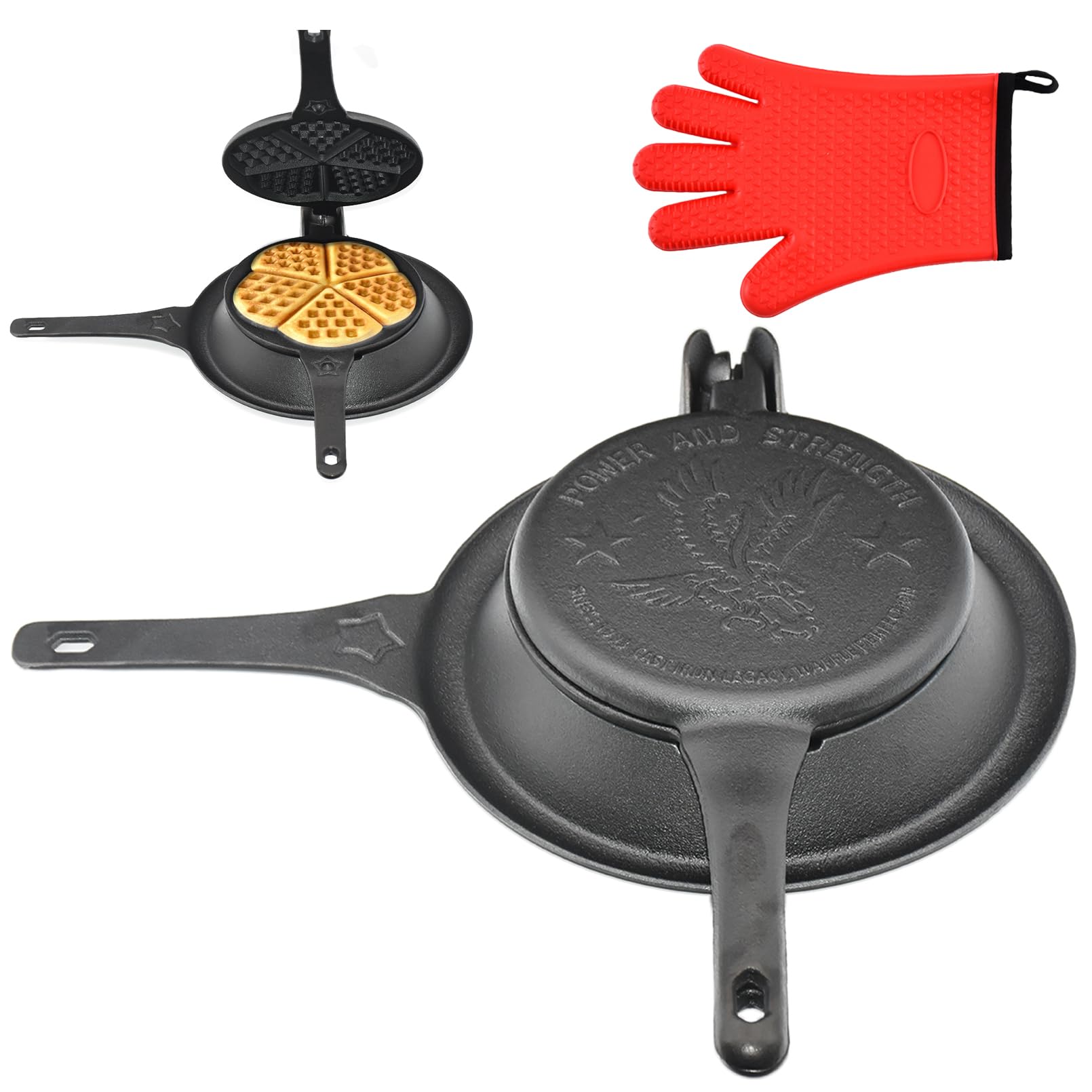 Aurionix 5-in-1 Shape Cast Iron Waffle Maker