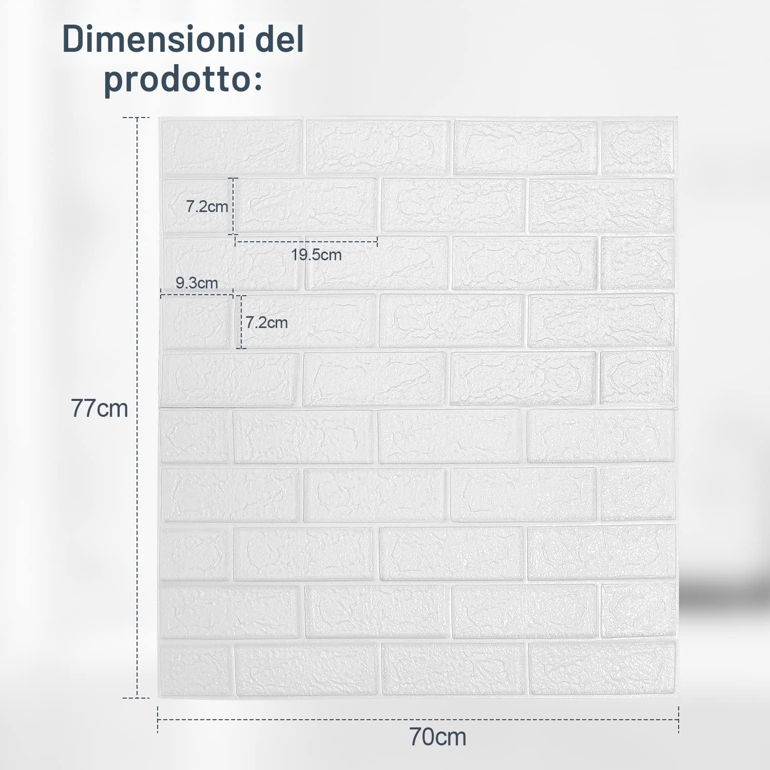 30 pezzi 3D pannelli murali 77x70cm autoadesivi per retro cucina, carta da parati mattone effetto pietra 5 mm, adesivi murali impermeabili, decorativi, per cucina, soggiorno, bianco