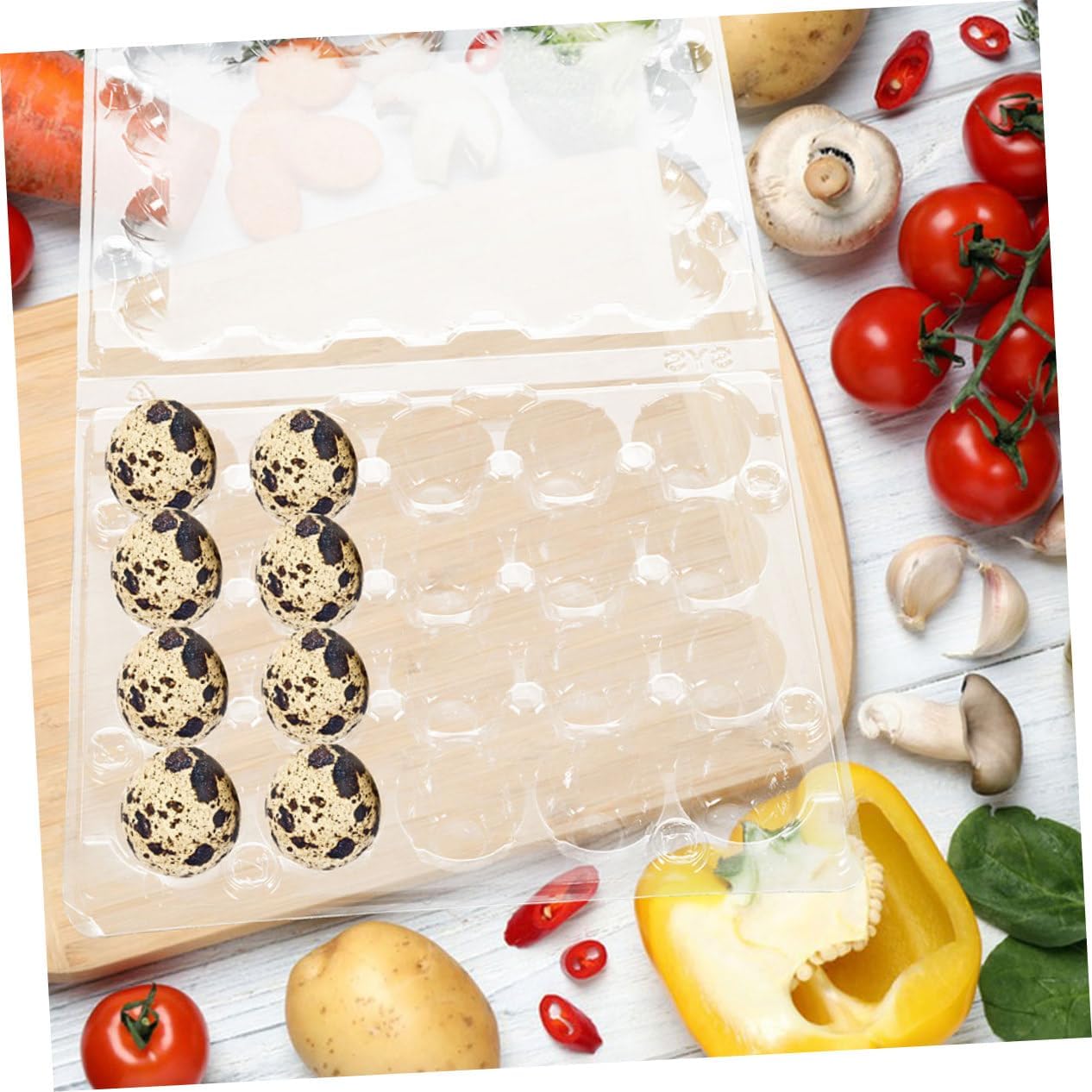 20pcs Transparent Reusable Quail Holders Containers Compact Design for Refrigerator Cabinet Keeps Kitchen Organized