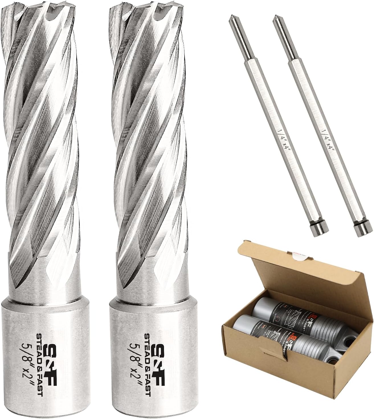 S&F STEAD & FAST Annular Cutter Set, 2-pc, 5/8" Diameter x 2" Depth of Cut for Magnetic Drill Press
