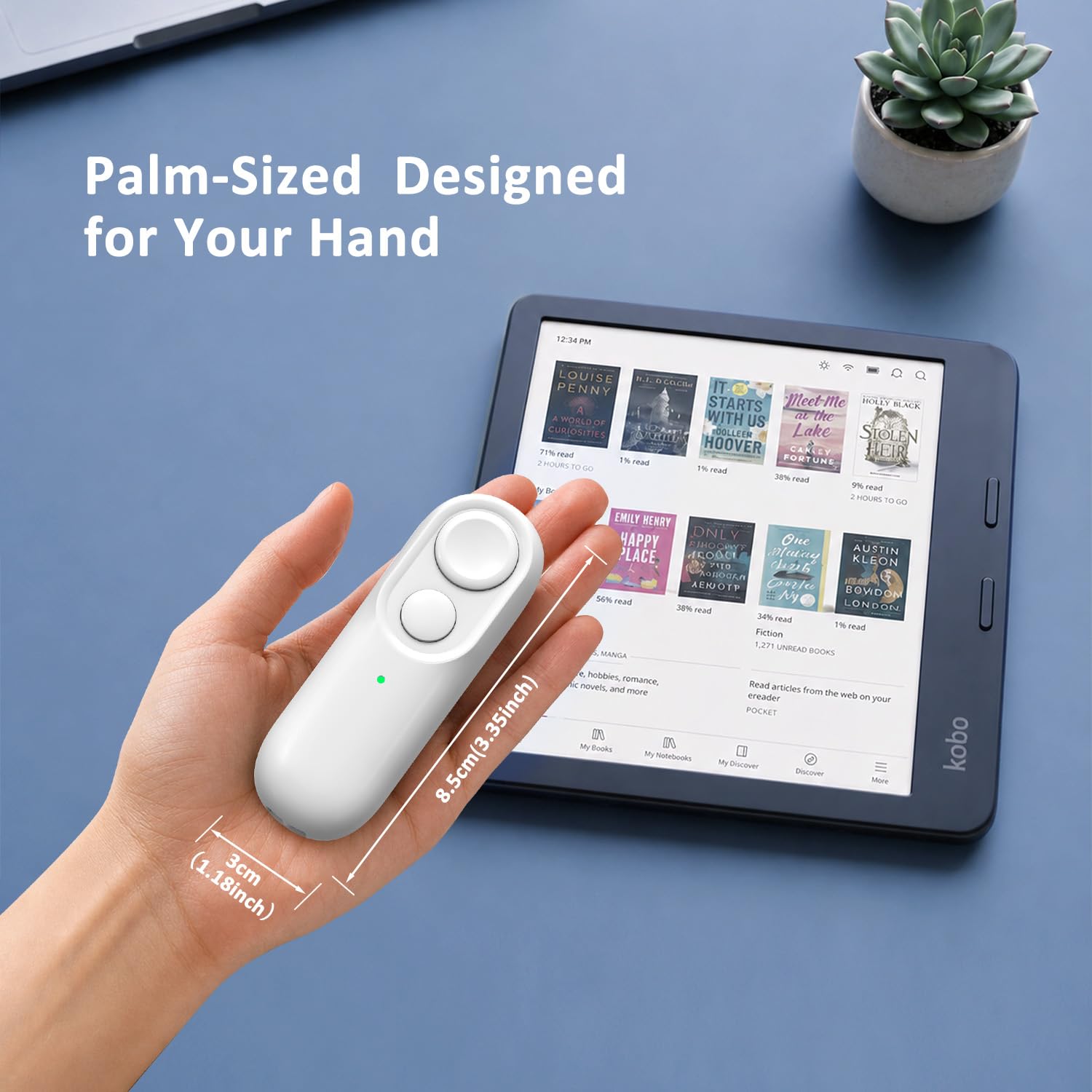 Télécommande Tourne Page Bluetooth pour Kobo, Blanc