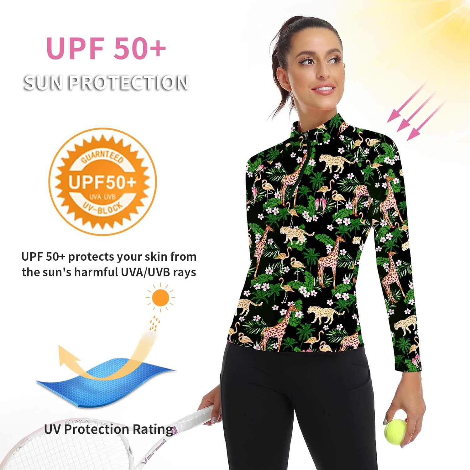 Soneven Women's Quarter Zip Polo Collared Golf Shirt Moisture Wicking Shirts Slim Fit for Casual Work - Image 3