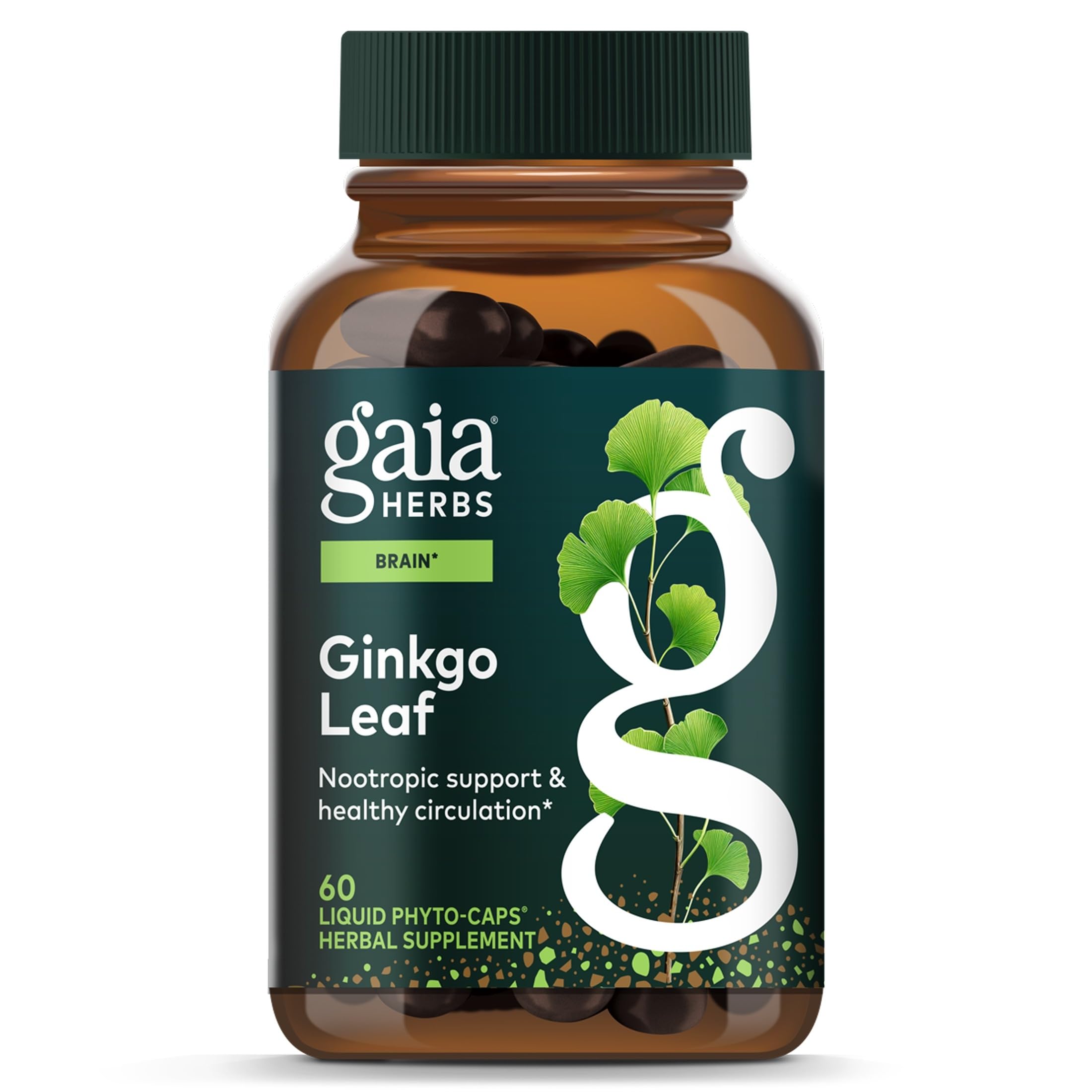 Gaia Herbs Ginkgo Leaf, 60 Vegan Capsules, 30 Servings Retail