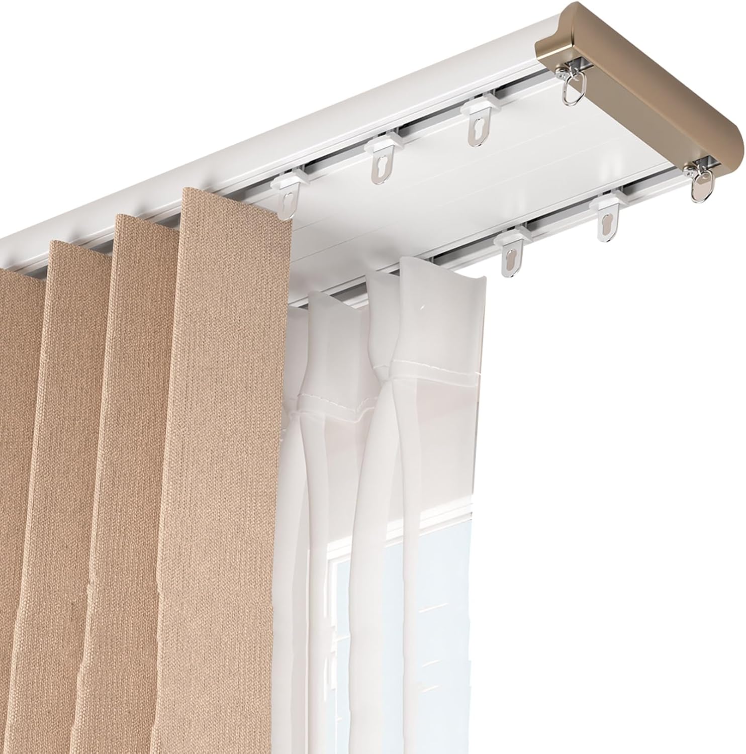 Heavy Duty Curtain Track Set 70-600cm Double Track Ceiling Mount, Easy To Install Aluminium Alloy Curtain Rail, Curtain Rails Drop Ceiling Curtain Track System(130CM (4.3FT))